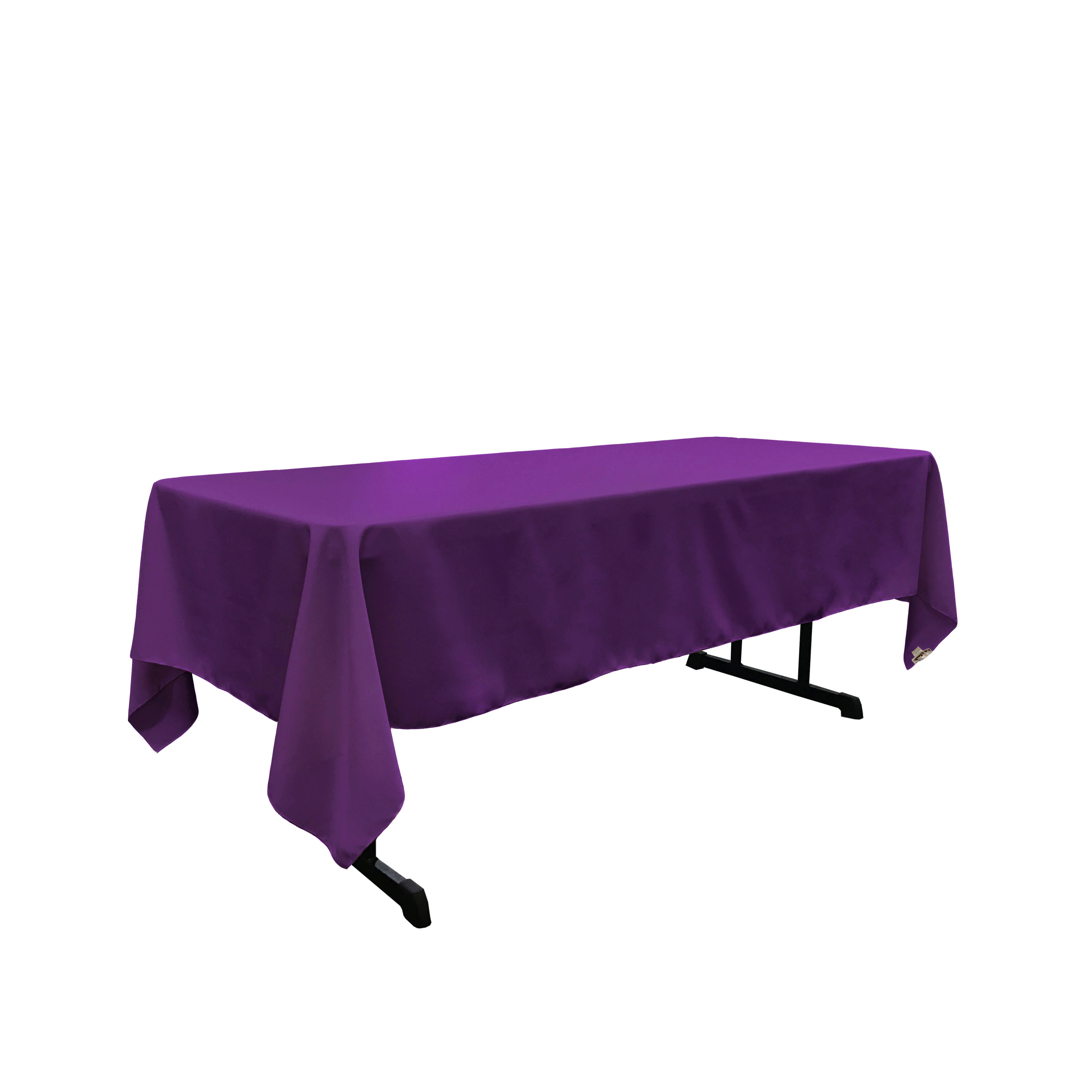 La Linen Polyester Poplin Rectangular Tablecloth, 60 By 120-Inch, Purple
