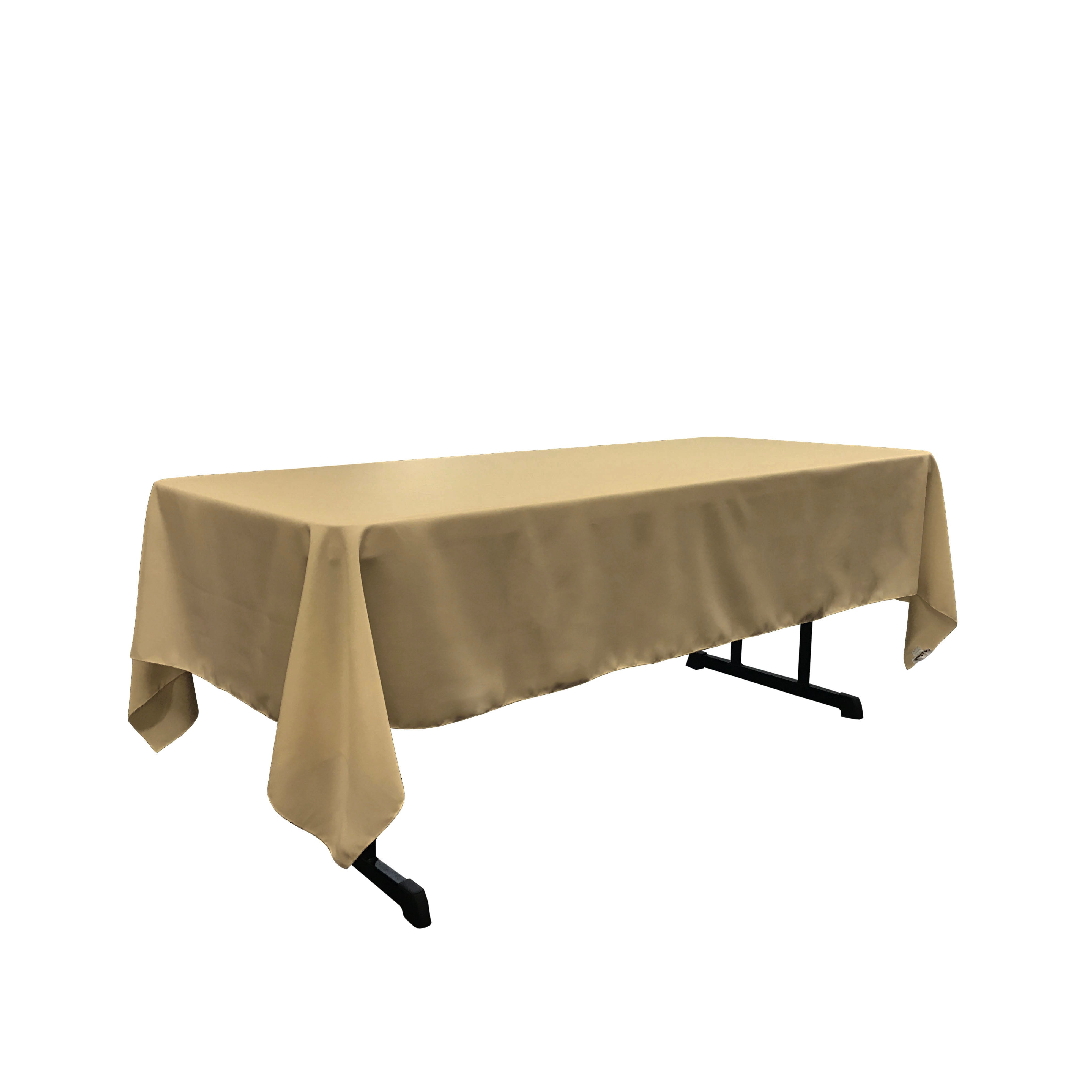 La Linen Polyester Poplin Rectangular Tablecloth, 60 By 120-Inch, Taupe