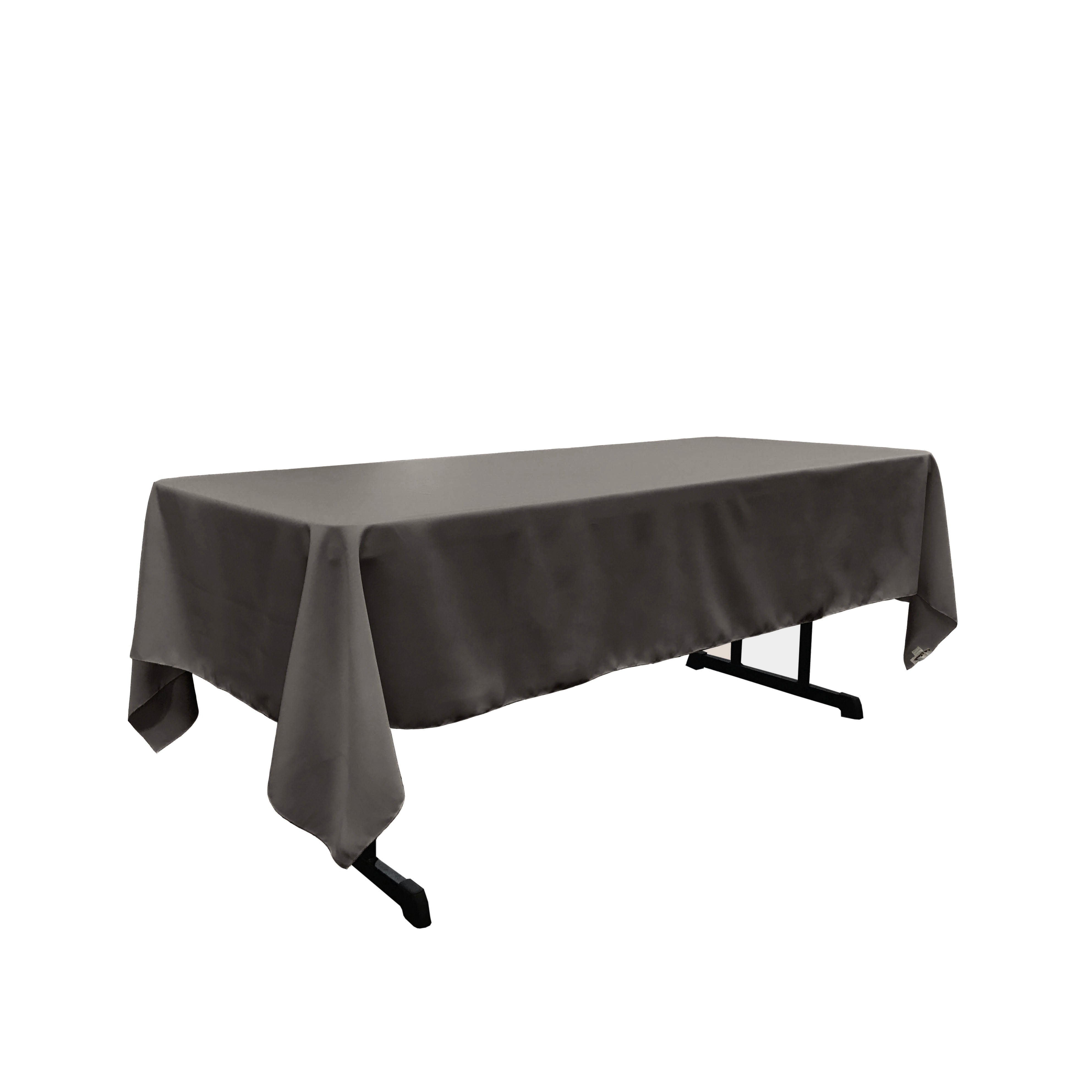 La Linen Polyester Poplin Rectangular Tablecloth 60 By 144-Inch, Charcoal