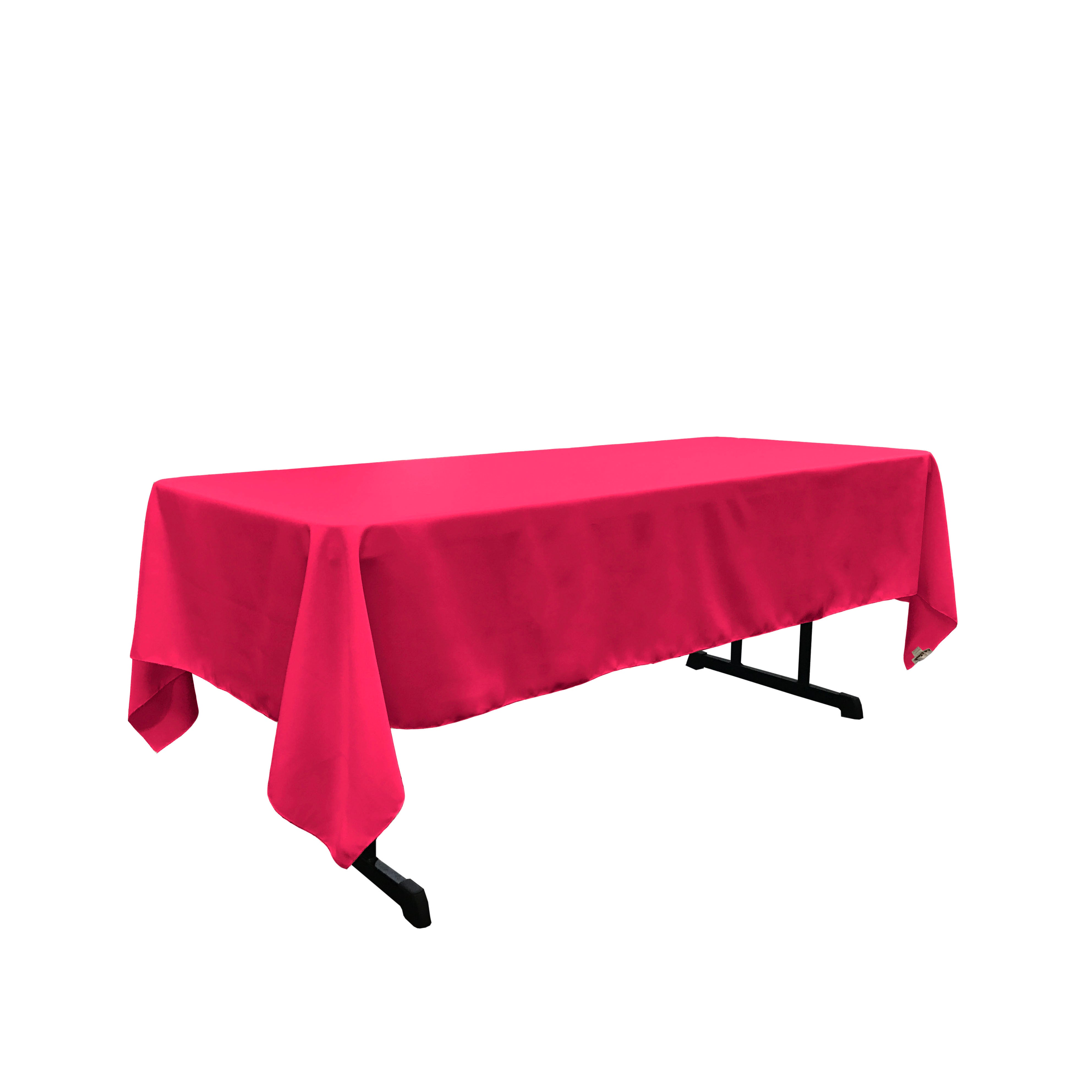 La Linen Polyester Poplin Rectangular Tablecloth 60 By 144-Inch, Fuchsia
