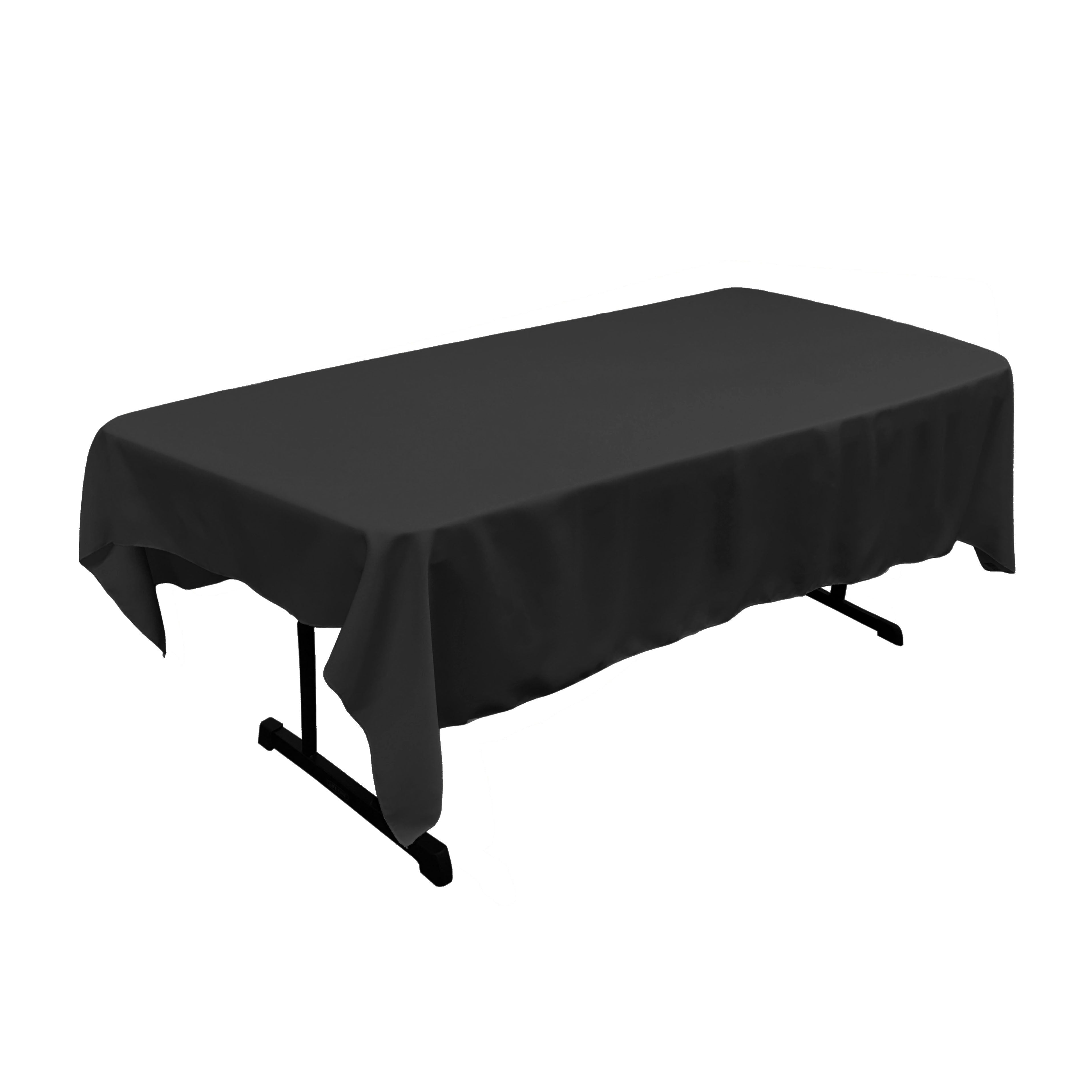 La Linen Polyester Poplin 60 By 84-Inch Rectangular Tablecloth, Black