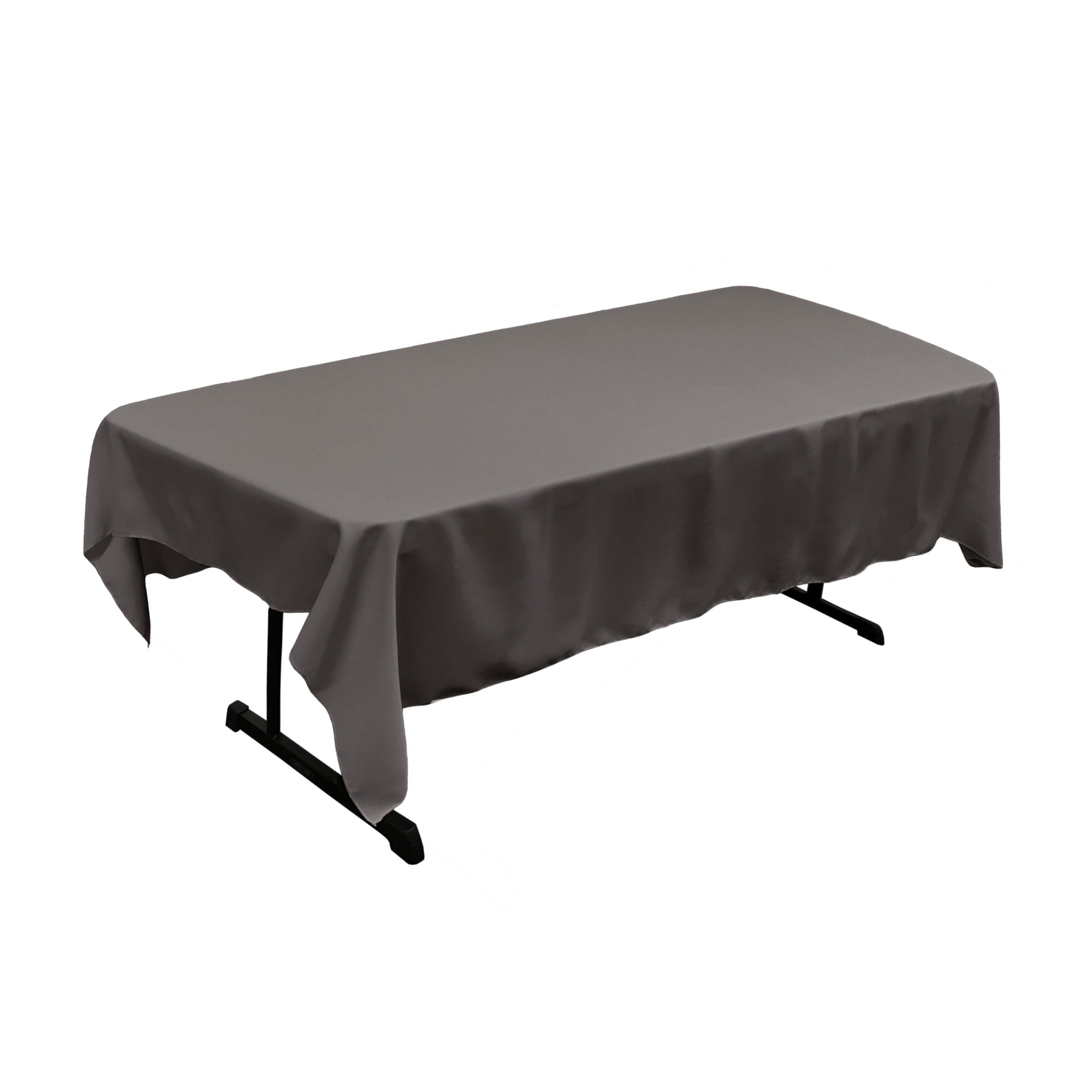 La Linen Polyester Poplin 60 By 84-Inch Rectangular Tablecloth, Charcoal