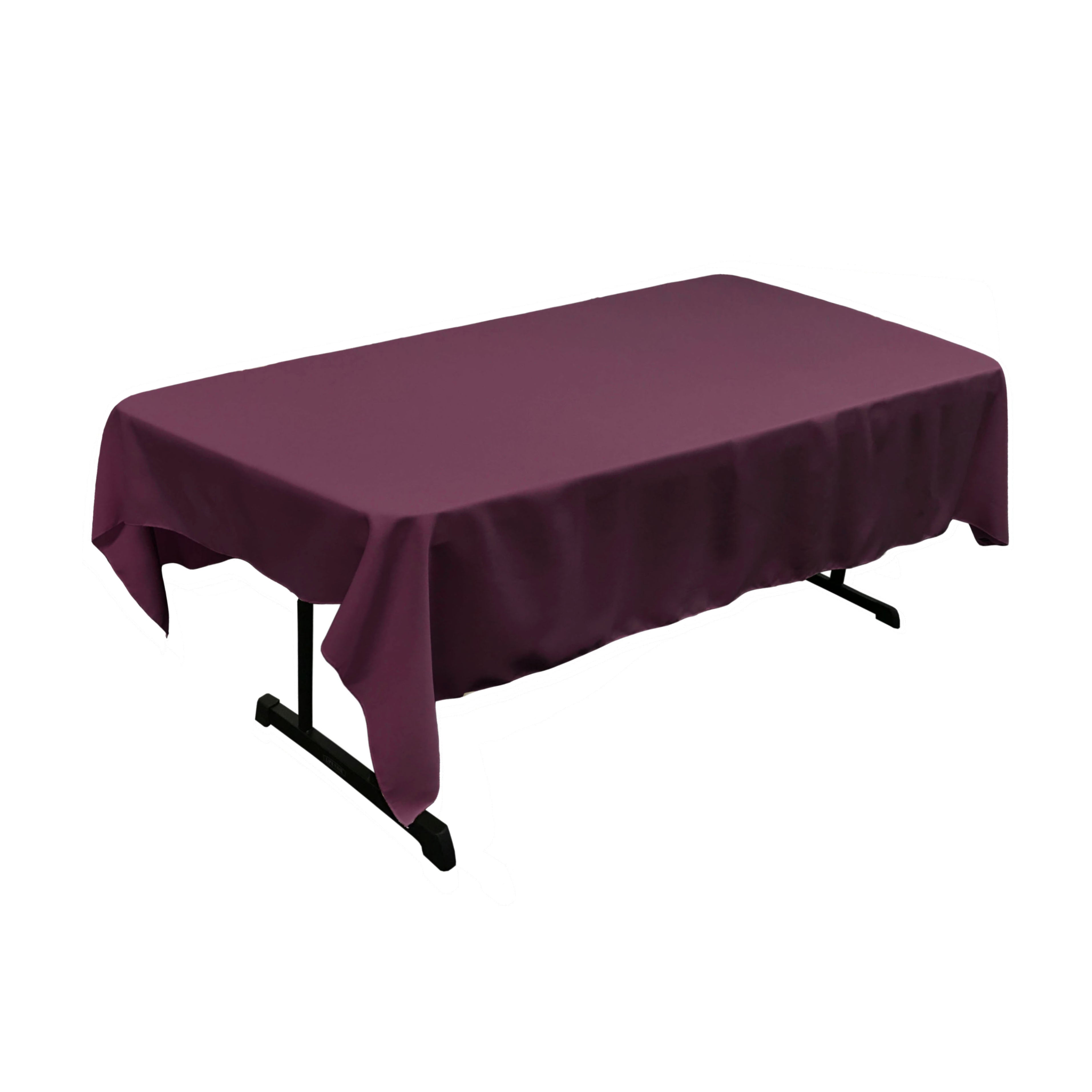 La Linen Polyester Poplin 60 By 84-Inch Rectangular Tablecloth, Eggplant