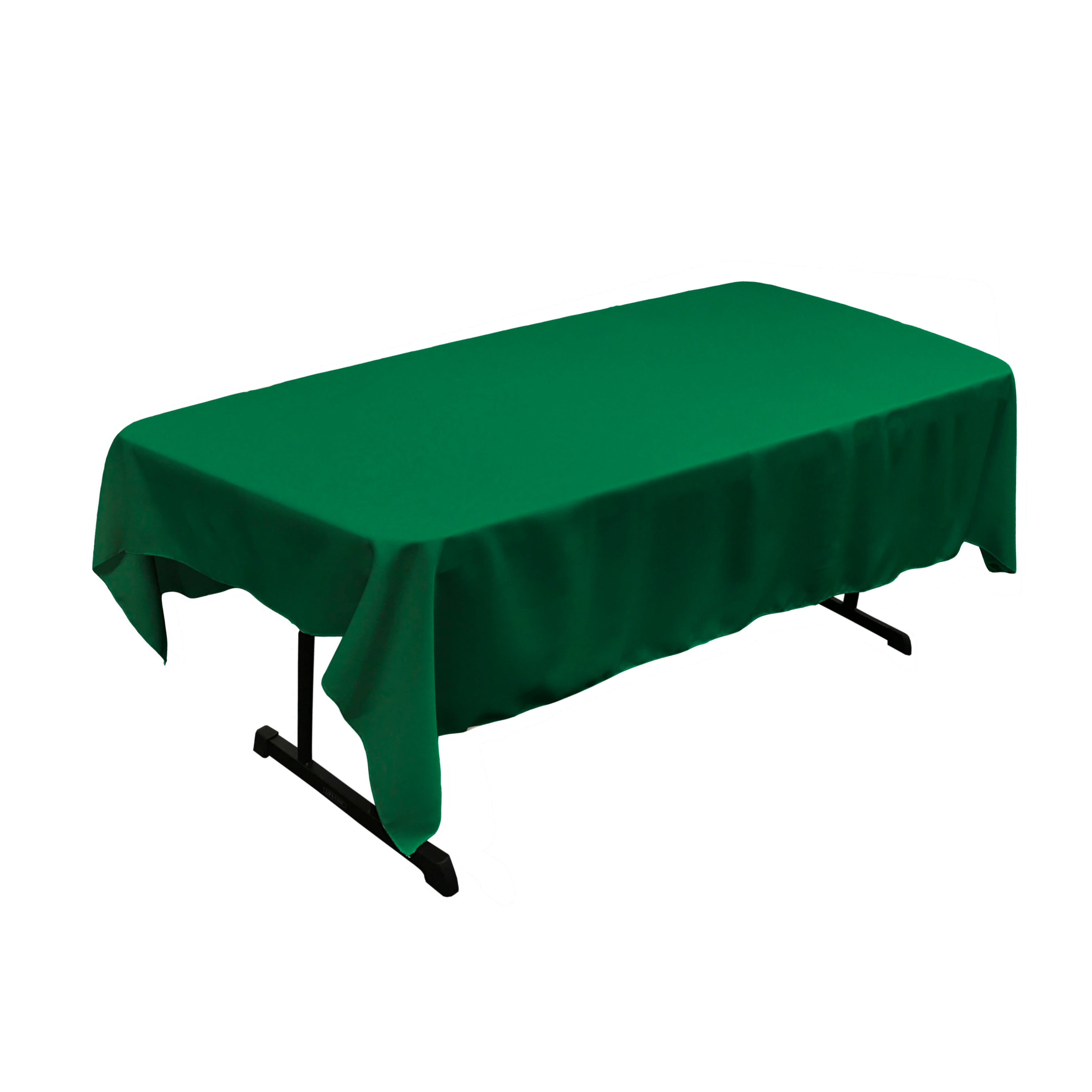 La Linen Polyester Poplin 60 By 84-Inch Rectangular Tablecloth, Green Emerald