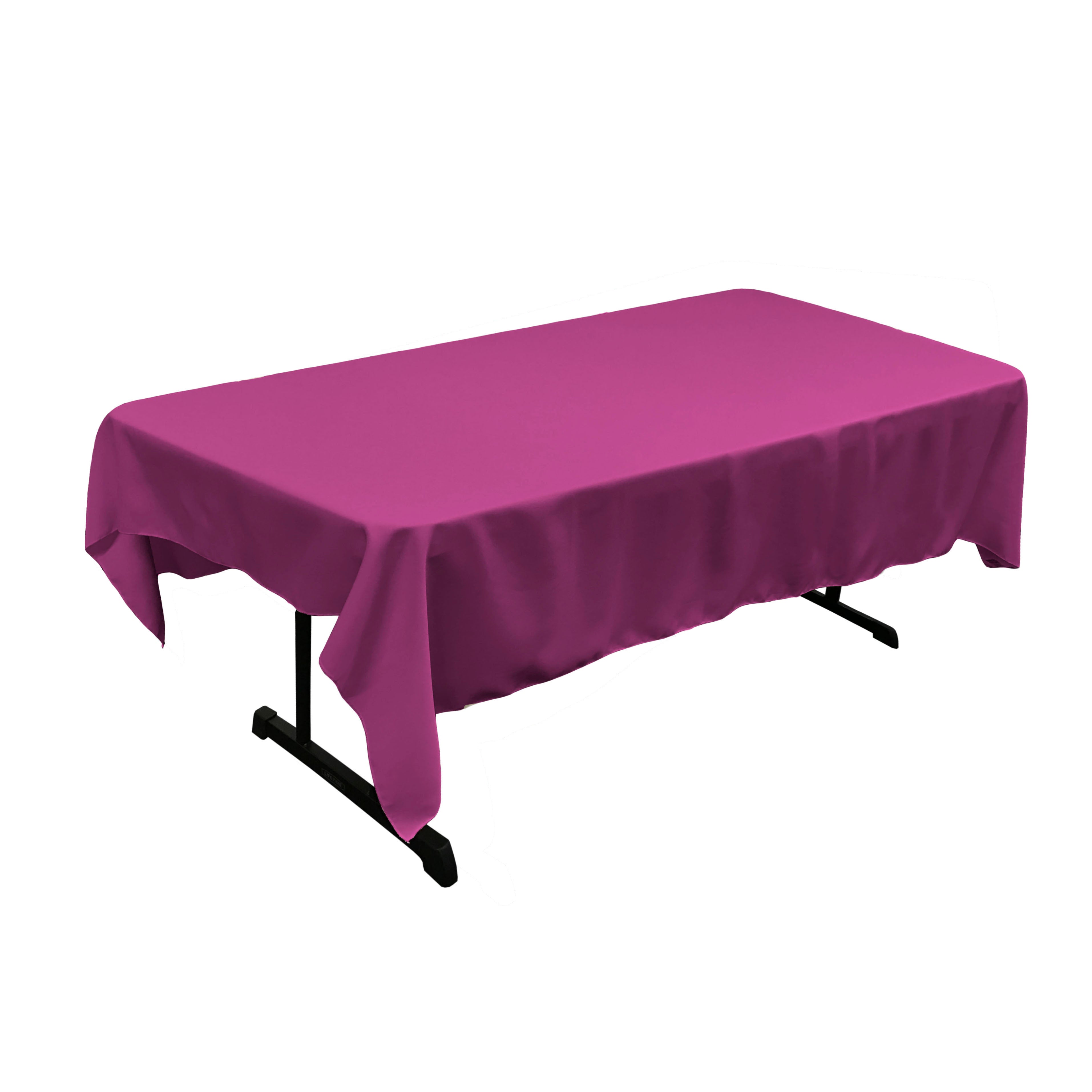 La Linen Polyester Poplin 60 By 84-Inch Rectangular Tablecloth, Magenta