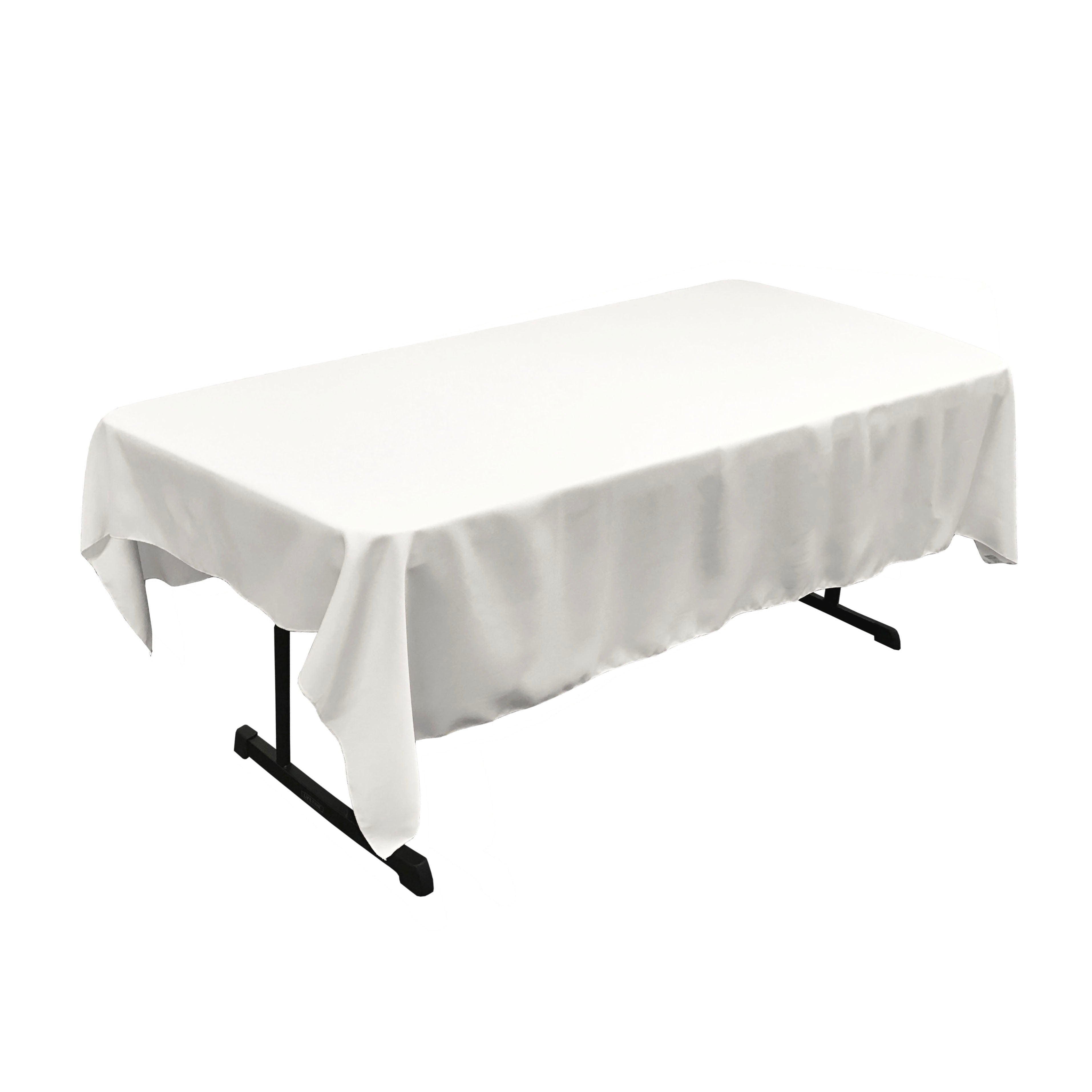 La Linen Polyester Poplin 60 By 84-Inch Rectangular Tablecloth, White