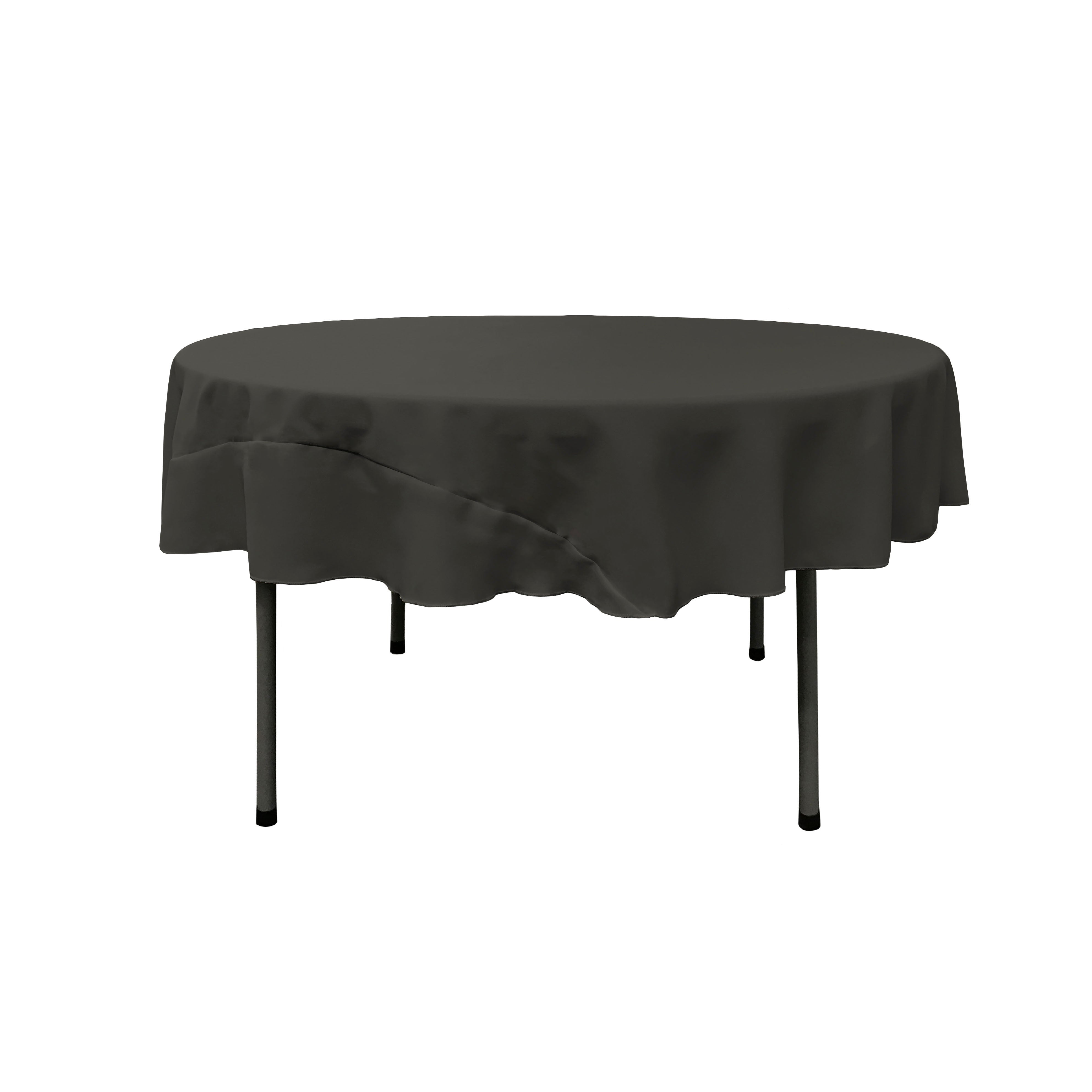 La Linen Polyester Poplin Tablecloth 72-Inches Round, Black