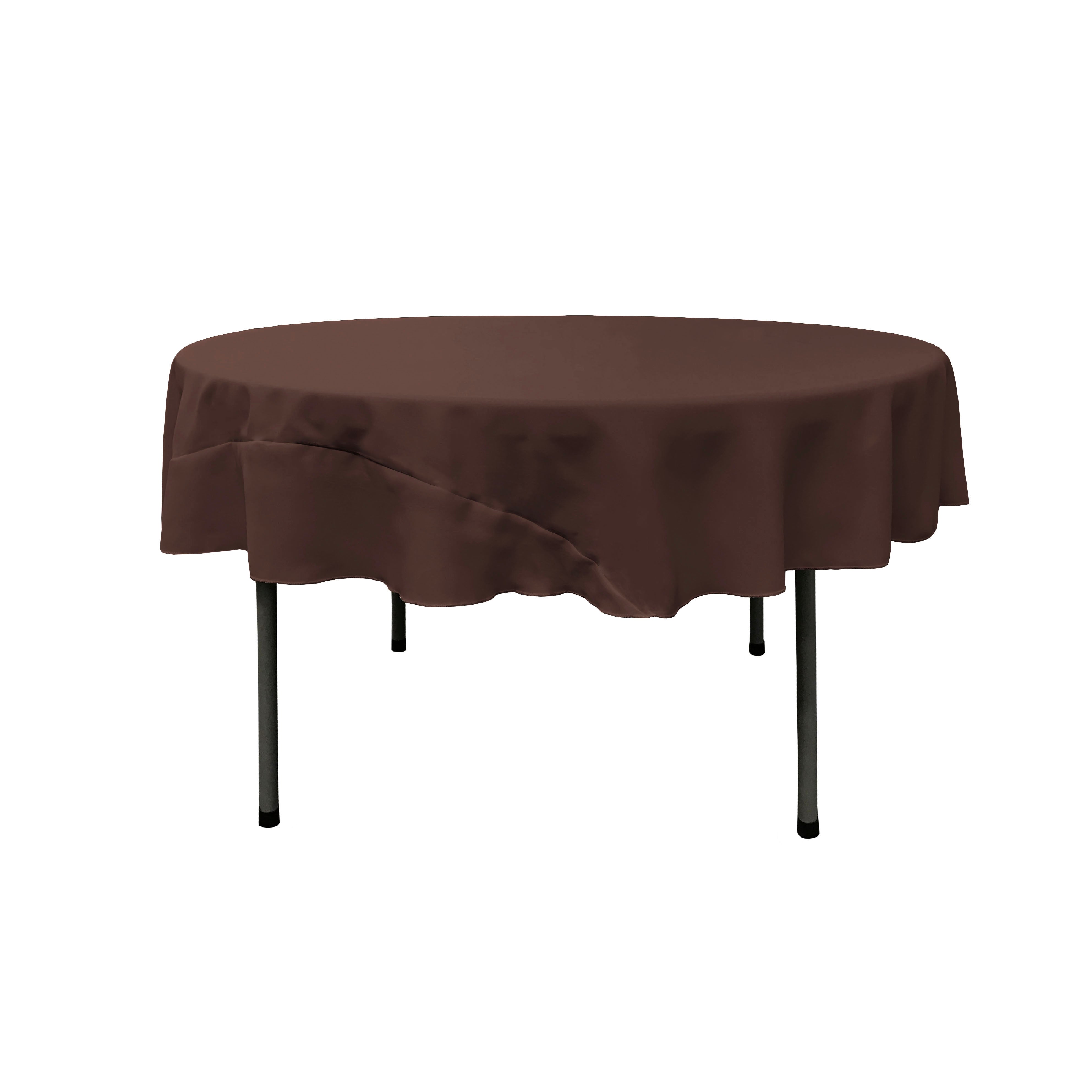 La Linen Polyester Poplin Tablecloth 72-Inches Round, Brown