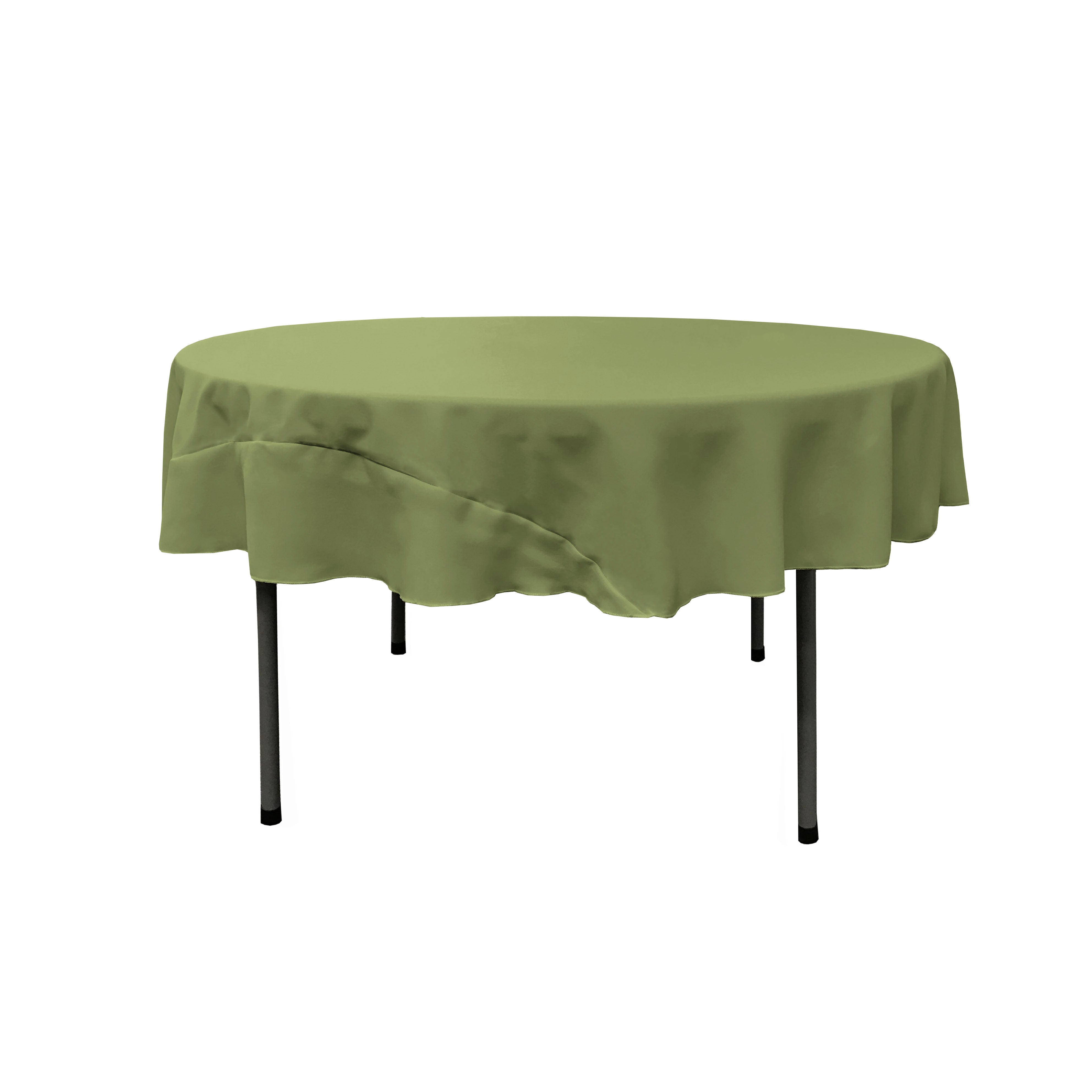 La Linen Polyester Poplin Tablecloth 72-Inches Round, Dark Sage