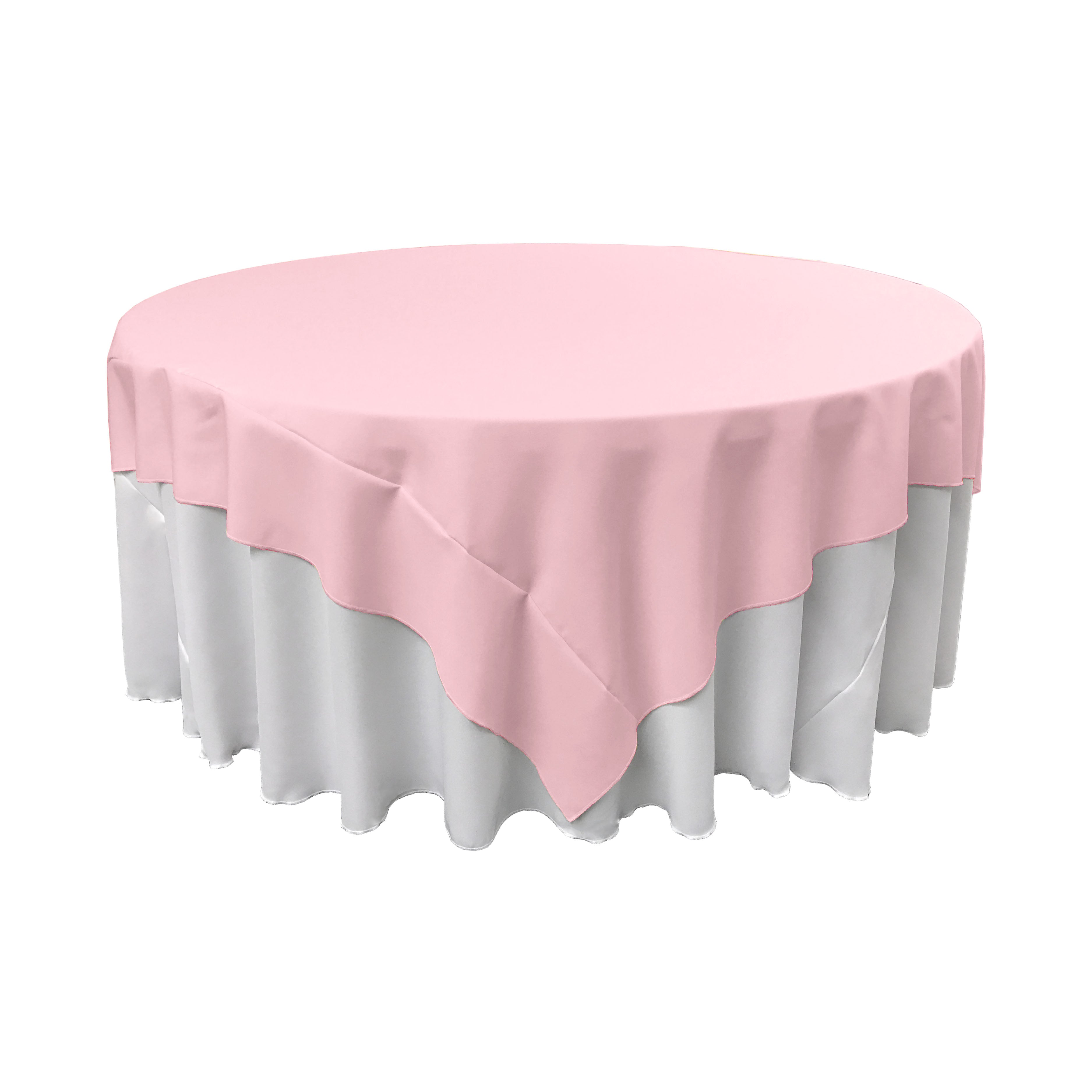 La Linen Polyester Poplin Square Tablecloth, 72 By 72-Inch, Light Pink