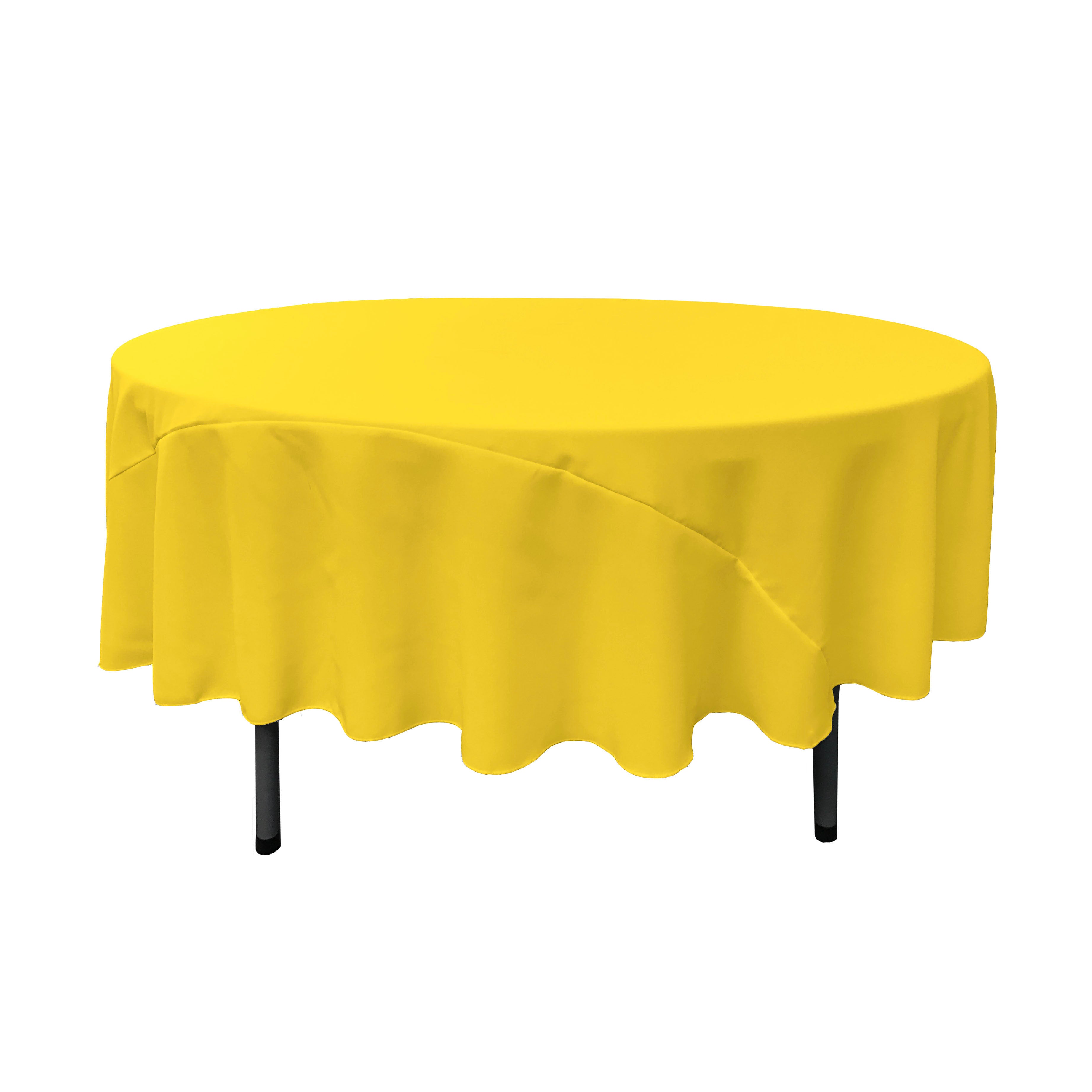 La Linen Polyester Poplin Tablecloth 90-Inches Round, Light Yellow