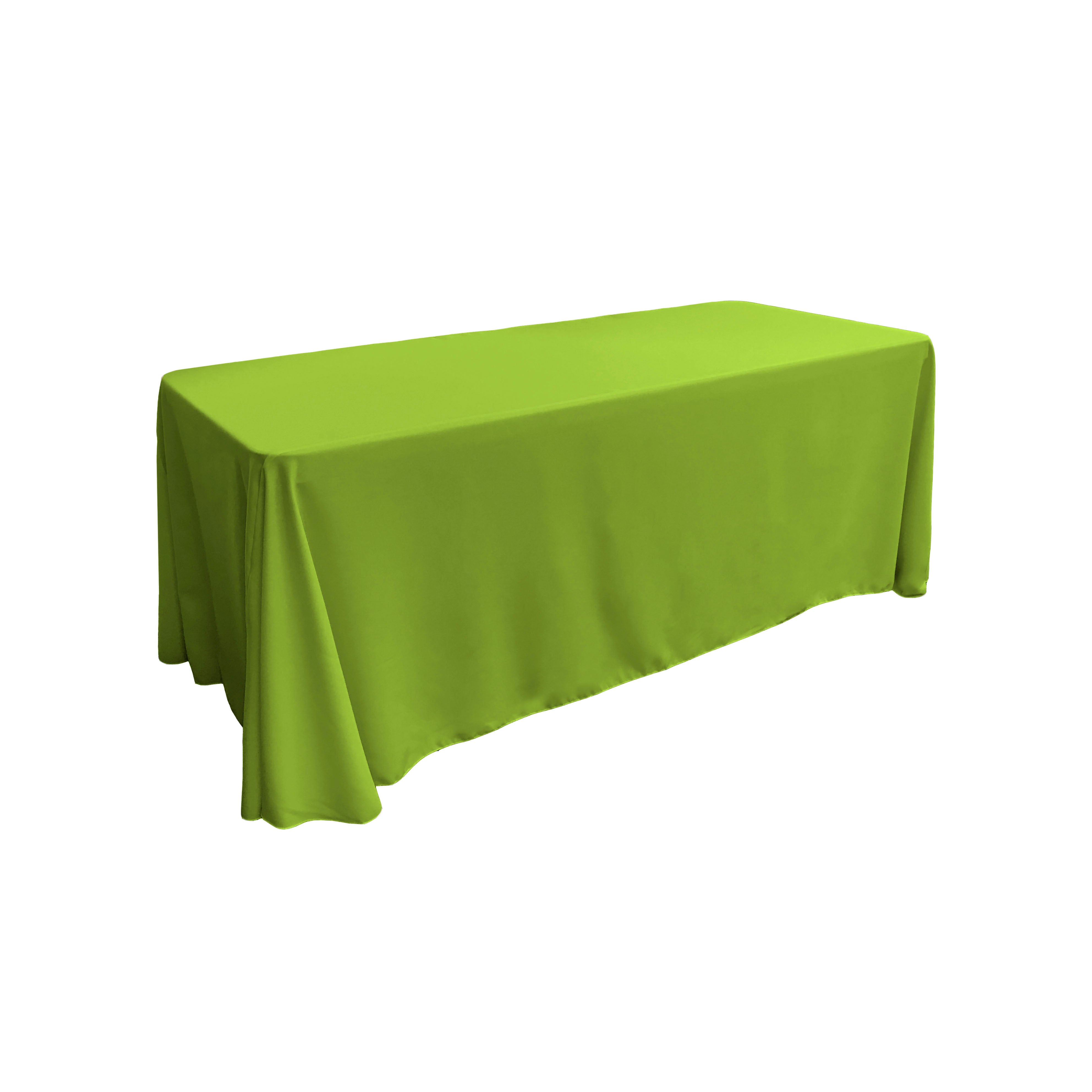 La Linen Polyester Poplin Rectangular Tablecloth 90 By 132-Inch, Lime