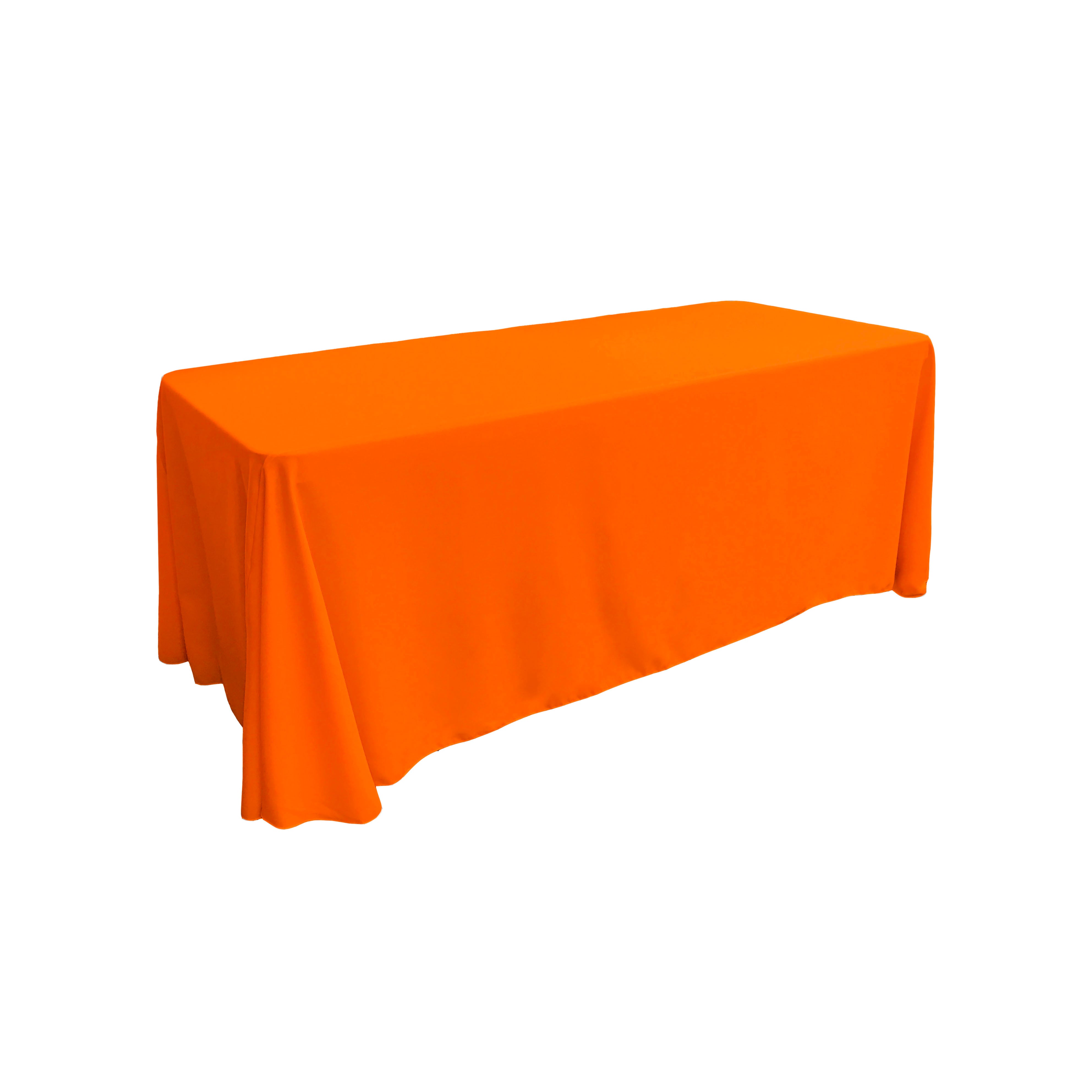 La Linen Polyester Poplin Rectangular Tablecloth 90 By 132-Inch, Orange
