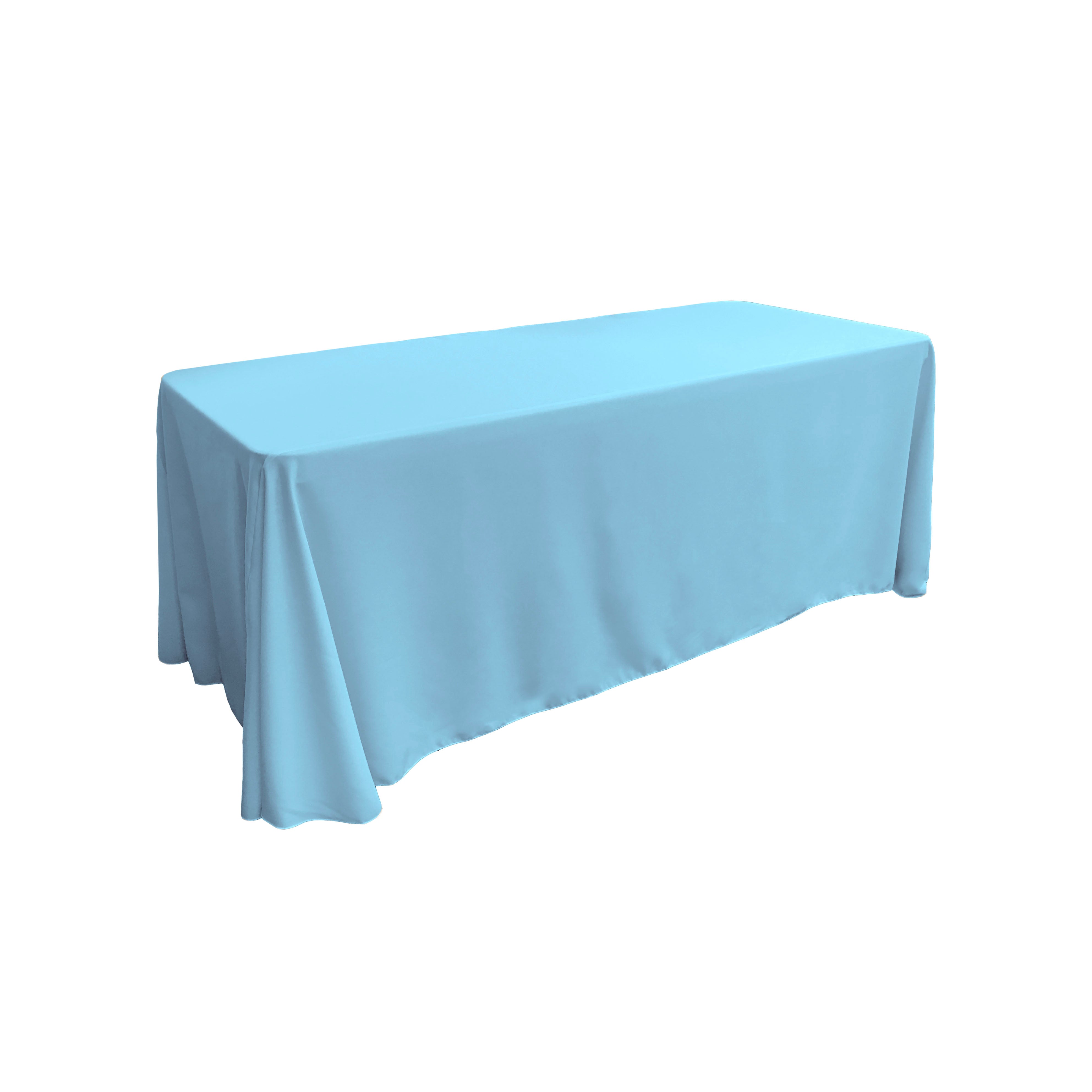 La Linen Polyester Poplin Rectangular Tablecloth 90 By 132-Inch, Light Turquoise