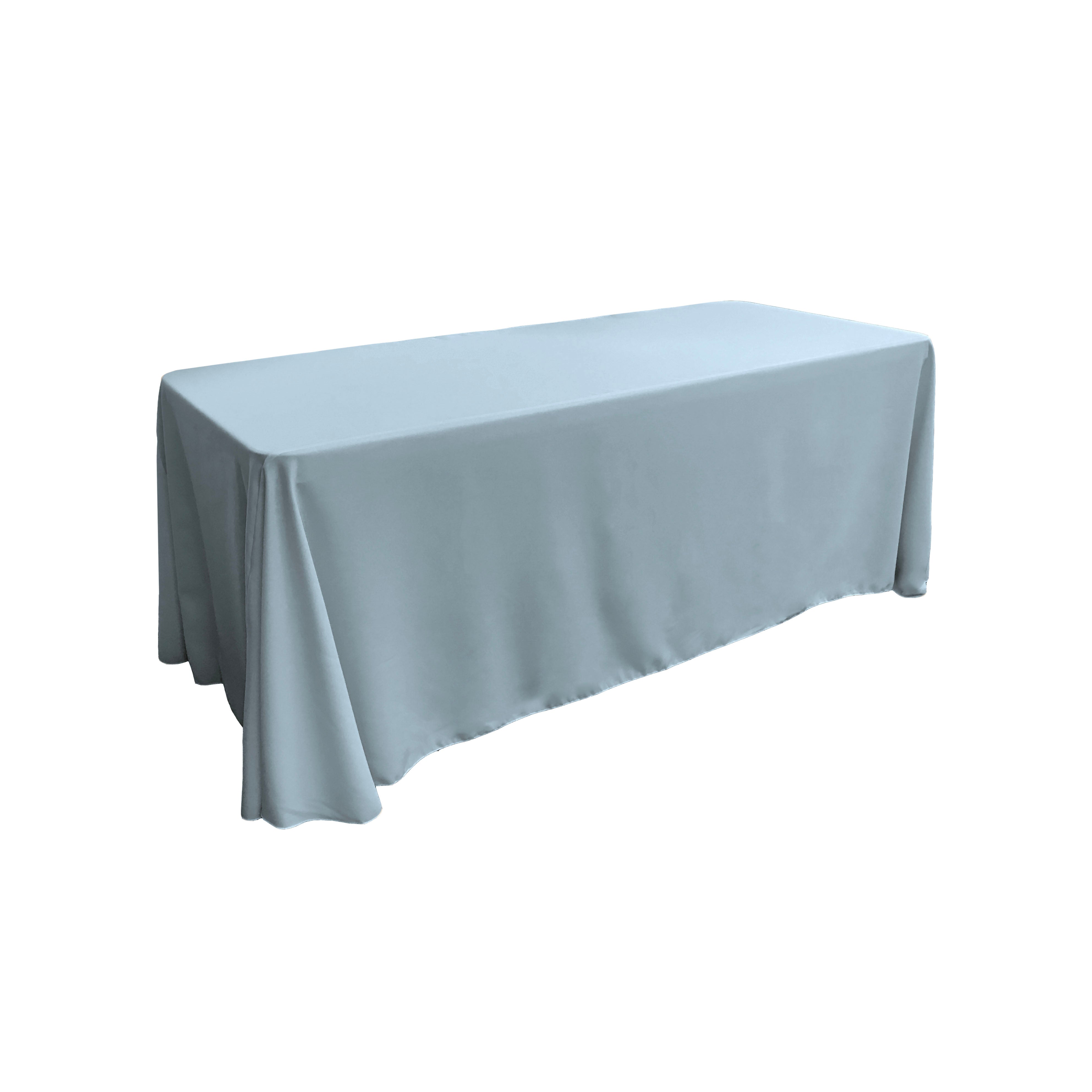 La Linen Polyester Poplin Rectangular Tablecloth 90 By 156-Inch, Light Blue