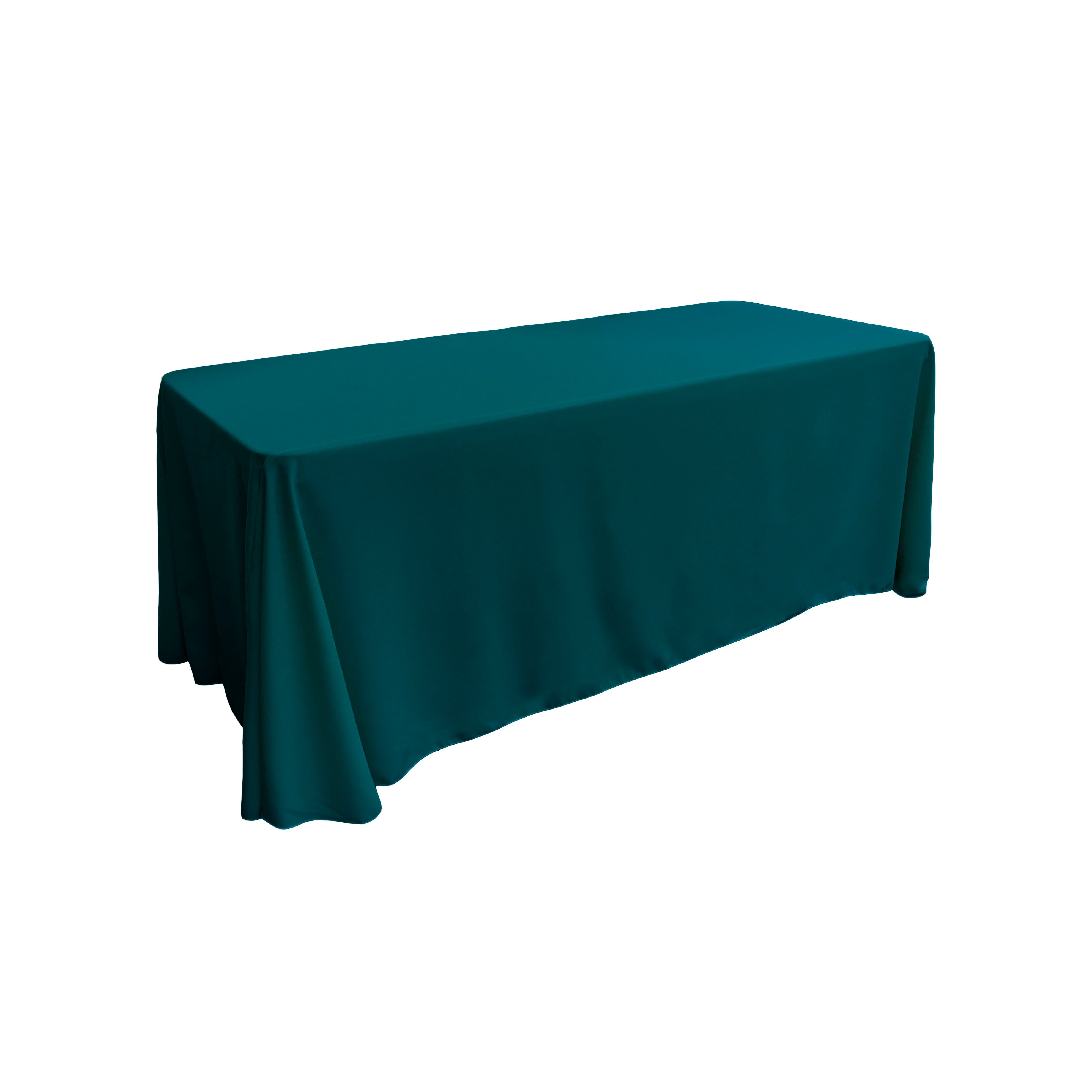 La Linen Polyester Poplin Rectangular Tablecloth 90 By 156-Inch, Dark Teal