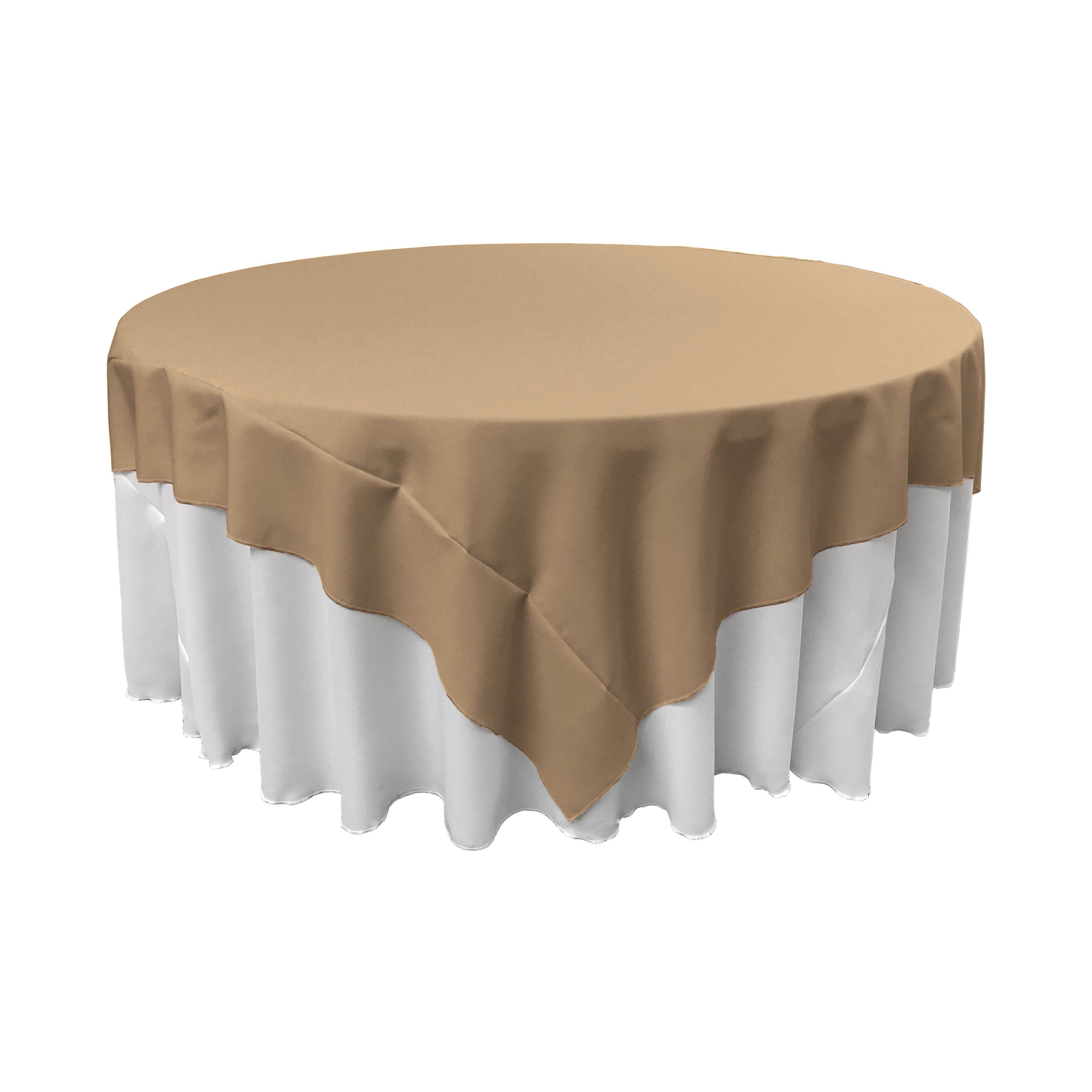 La Linen Polyester Poplin Square Tablecloth, 90 By 90-Inch, Taupe