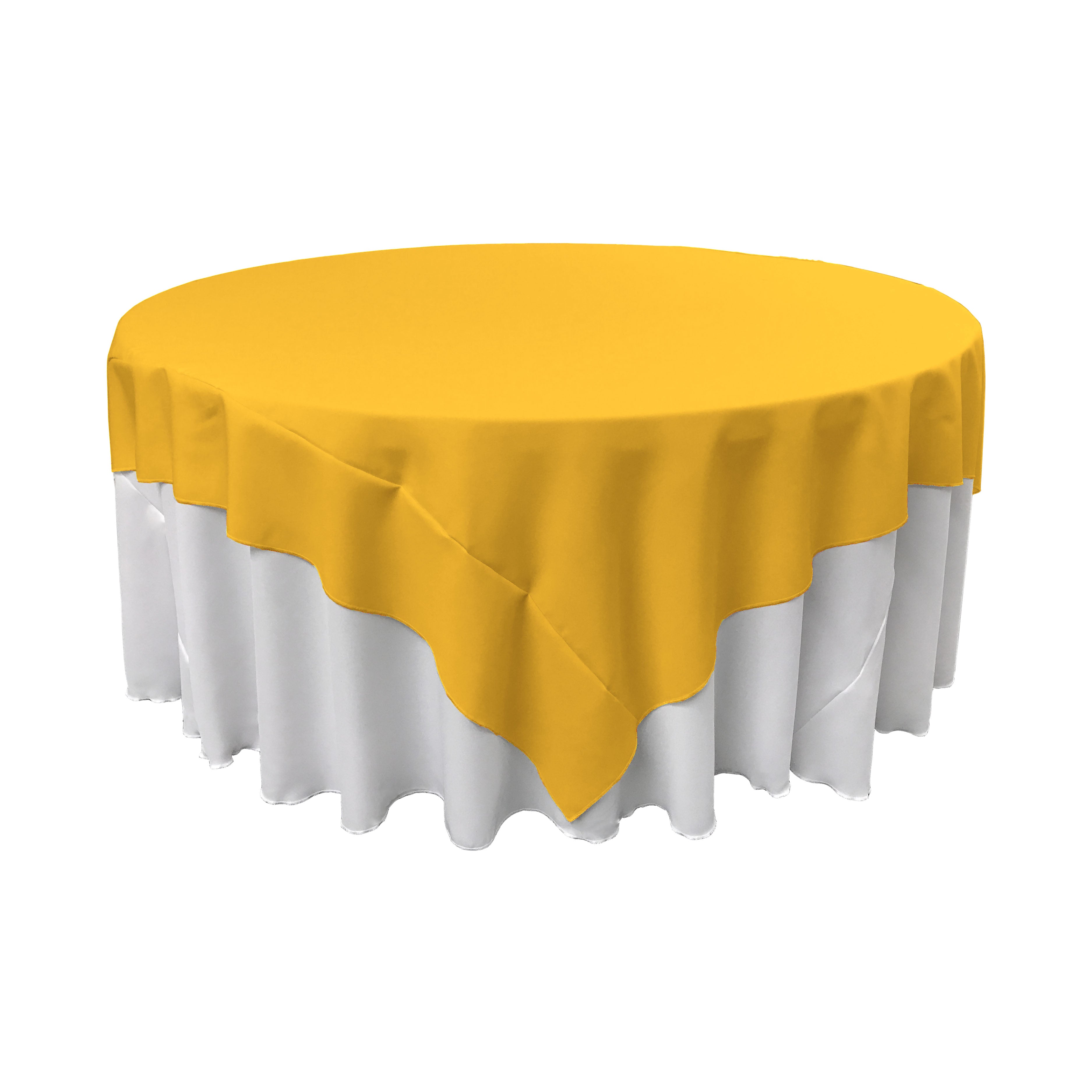 La Linen Polyester Poplin Square Tablecloth, 90 By 90-Inch, Dark Yellow
