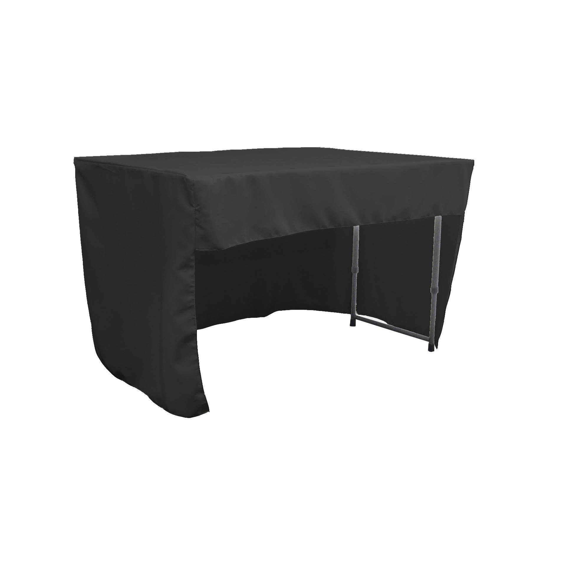 La Linen Open Back Polyester Poplin Fitted Tablecloth 48L X 30W X 30H, Black