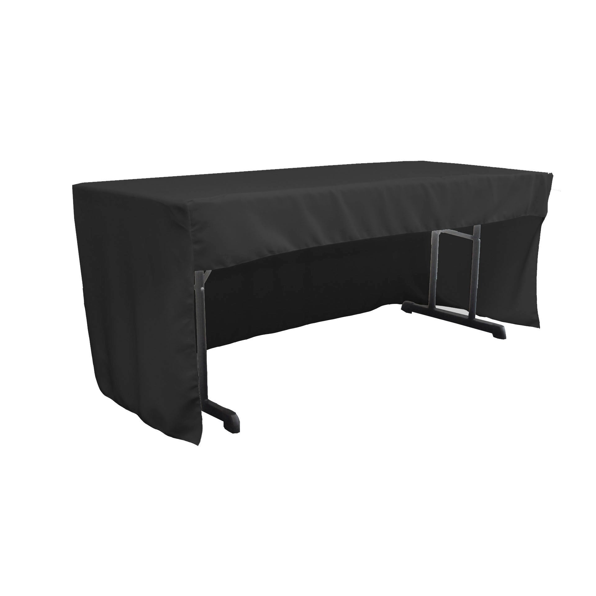 La Linen Open Back Polyester Poplin Fitted Tablecloth 72L X 30W X 30H, Black