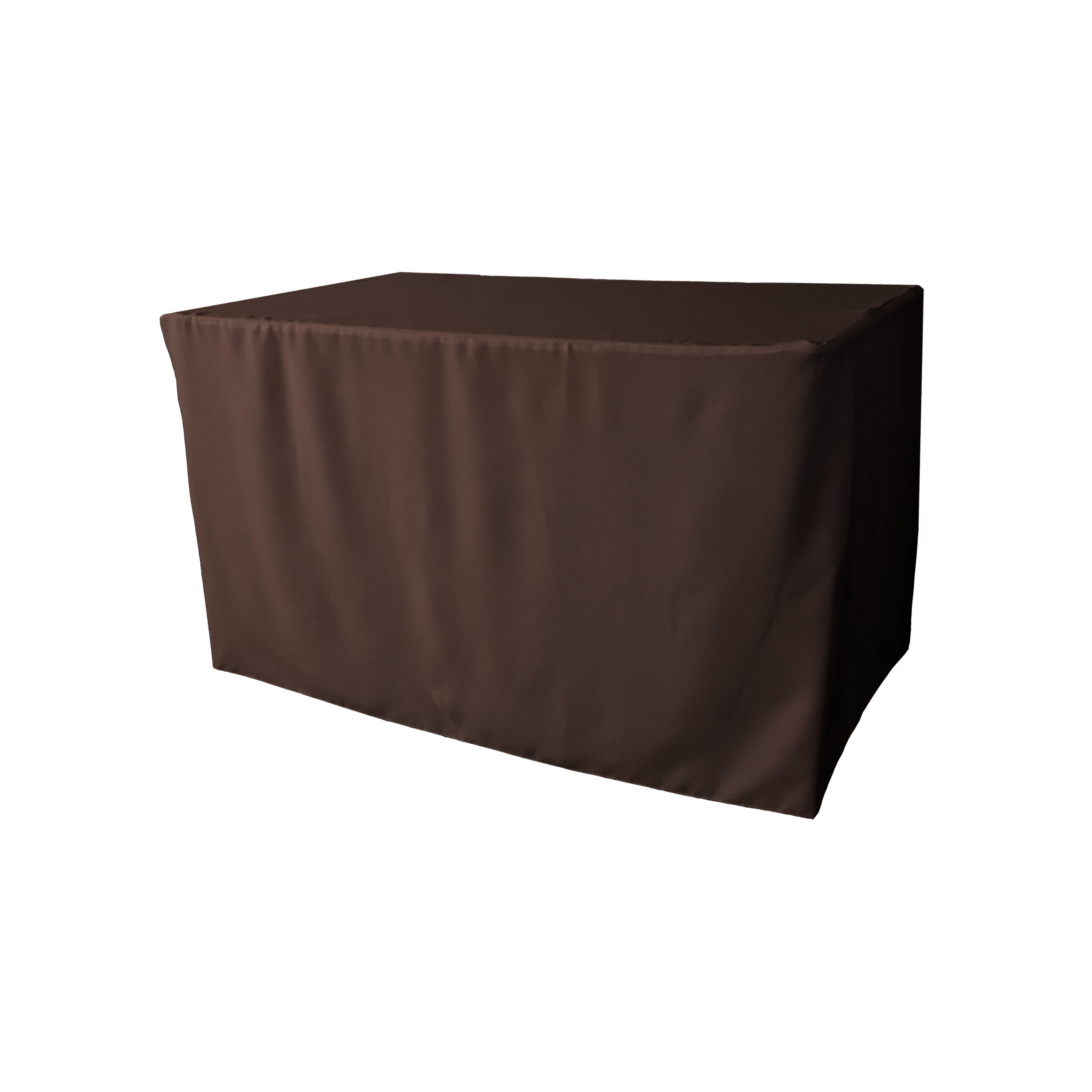 La Linen Polyester Poplin Fitted Tablecloth 48L X 24W X 30H, Brown