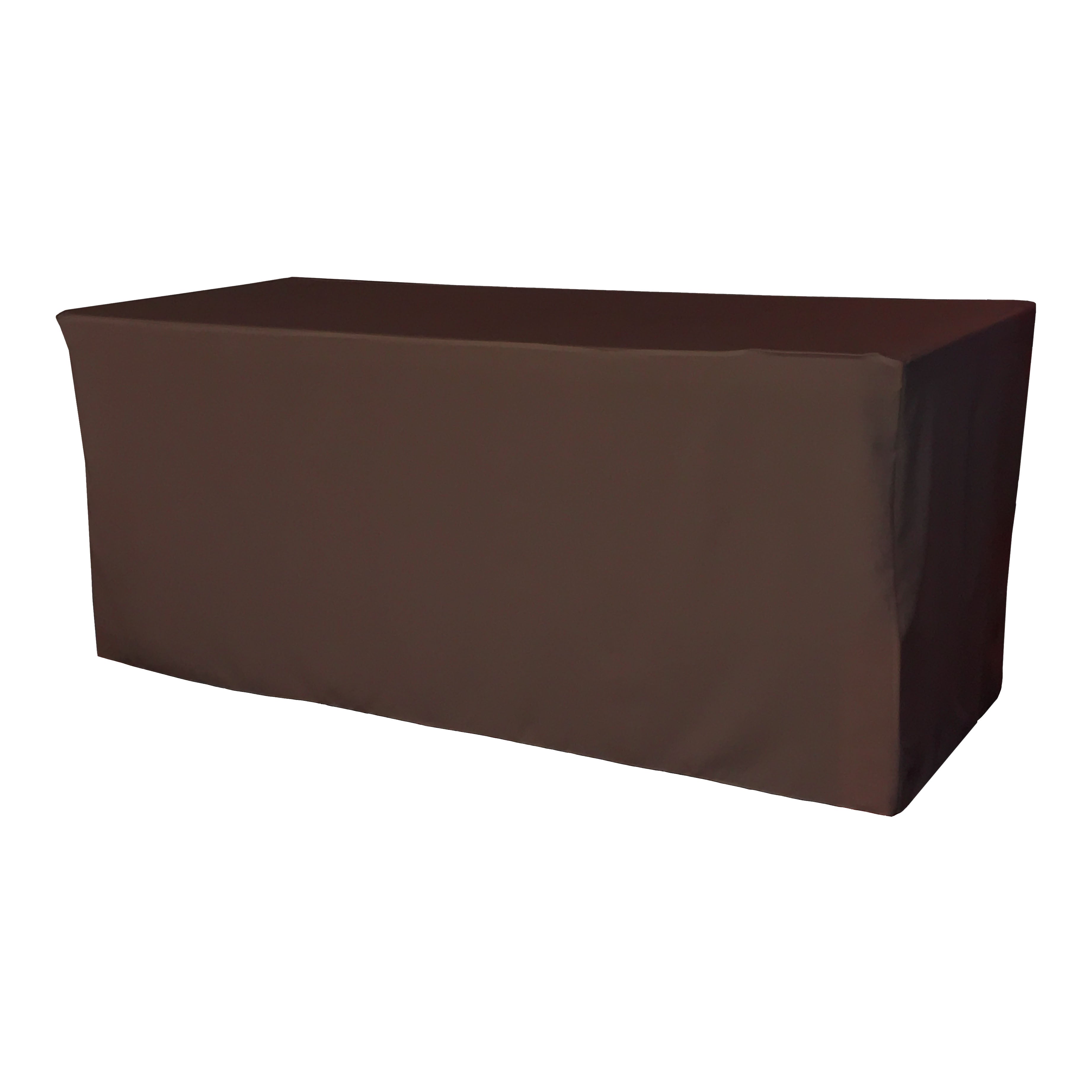 La Linen Polyester Poplin Fitted Tablecloth 72L X 24W X 30H, Brown