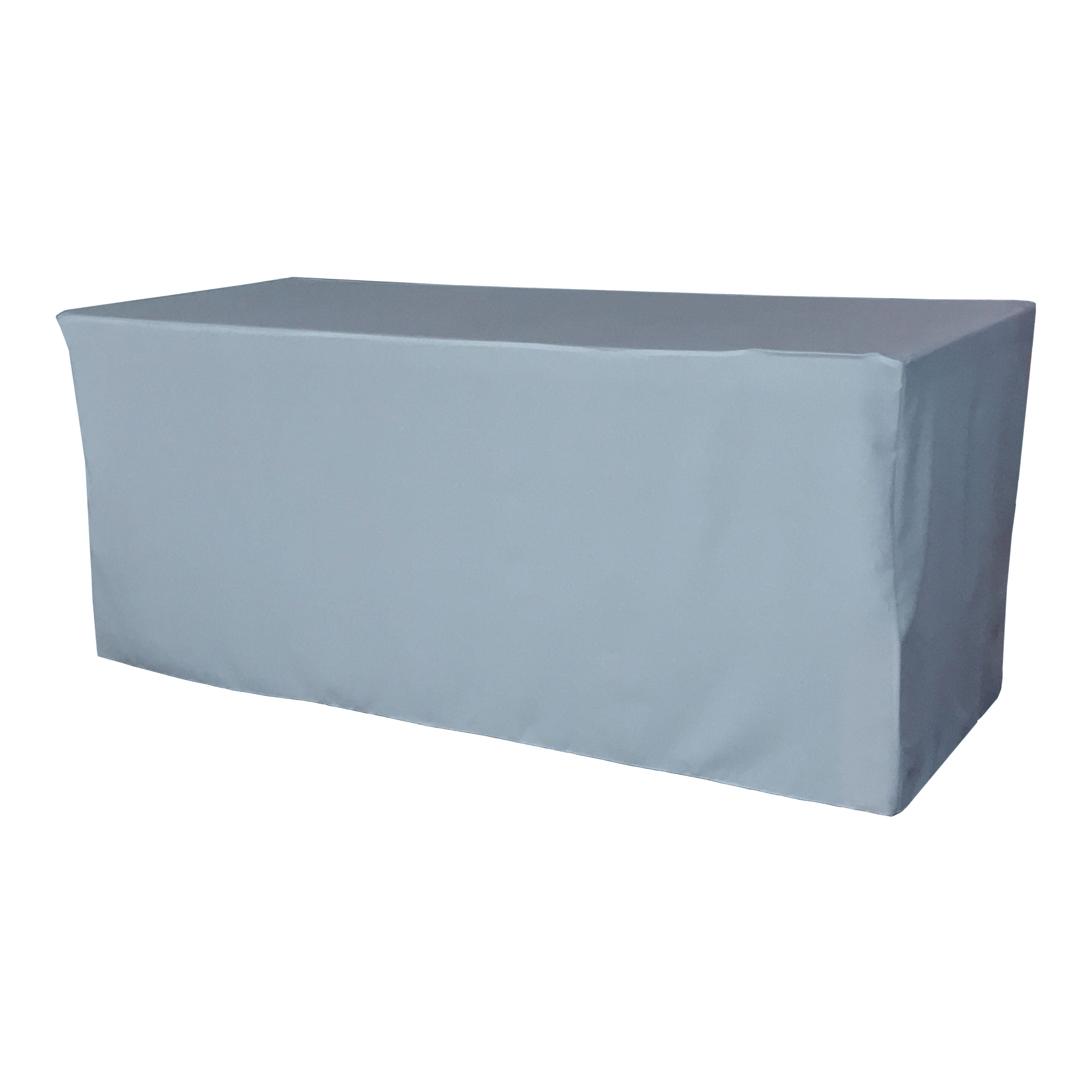La Linen Polyester Poplin Fitted Tablecloth 72L X 30W X 30H, Light Blue