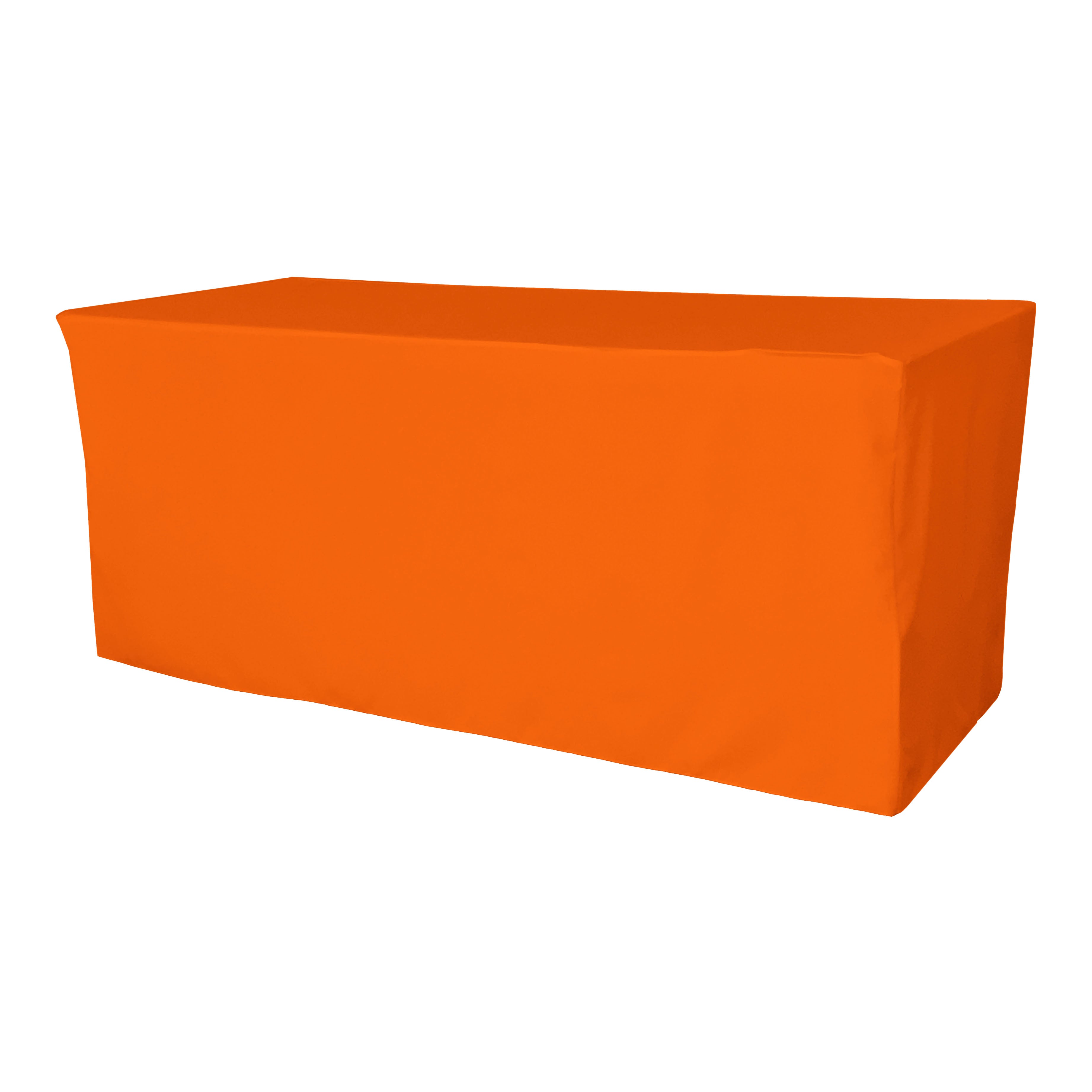 La Linen Polyester Poplin Fitted Tablecloth 96L X 30W X 30H, Orange