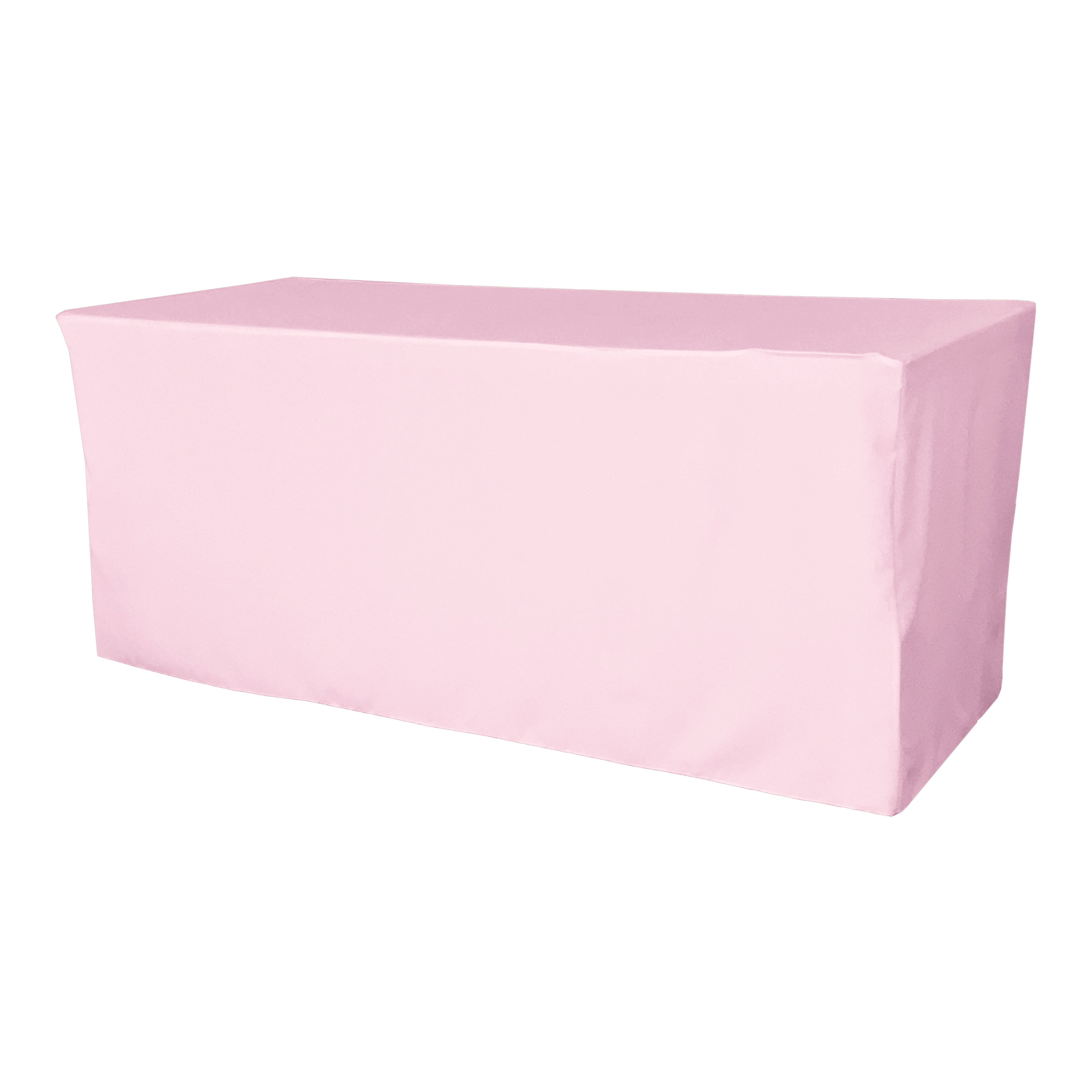 La Linen Polyester Poplin Fitted Tablecloth 96L X 30W X 30H, Light Pink