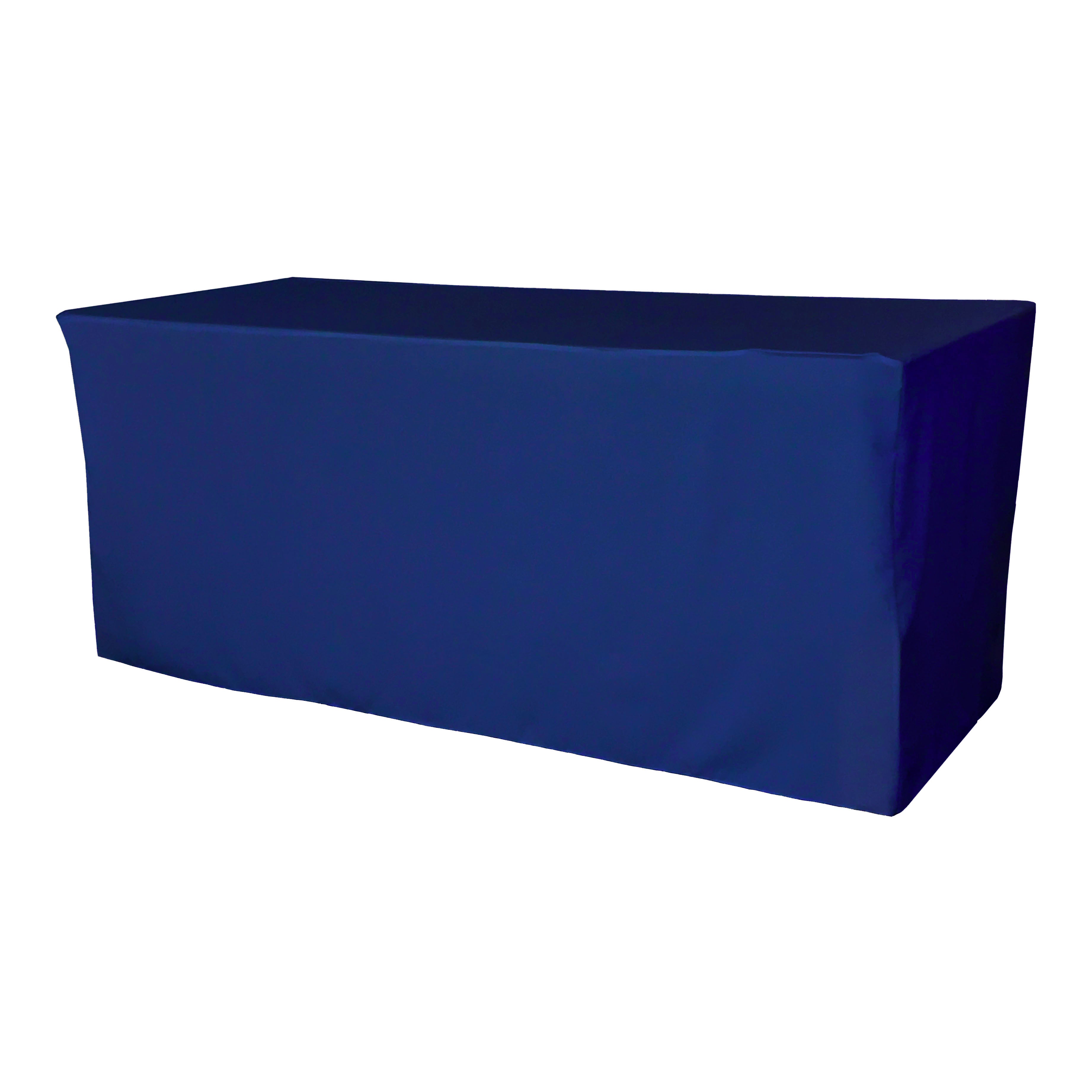 La Linen Polyester Poplin Fitted Tablecloth 96L X 30W X 30H, Royal Blue
