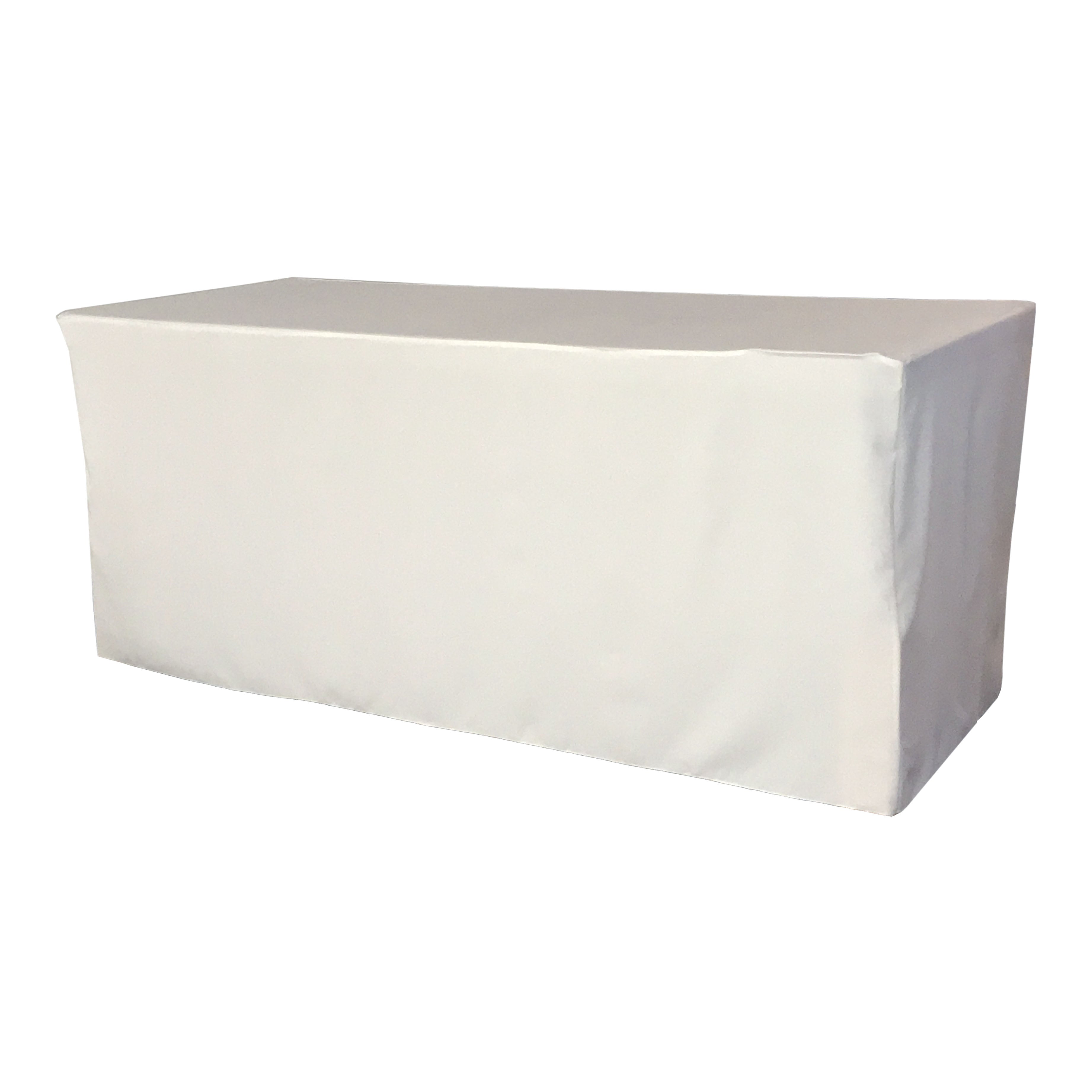 La Linen Polyester Poplin Fitted Tablecloth 96L X 30W X 30H, White