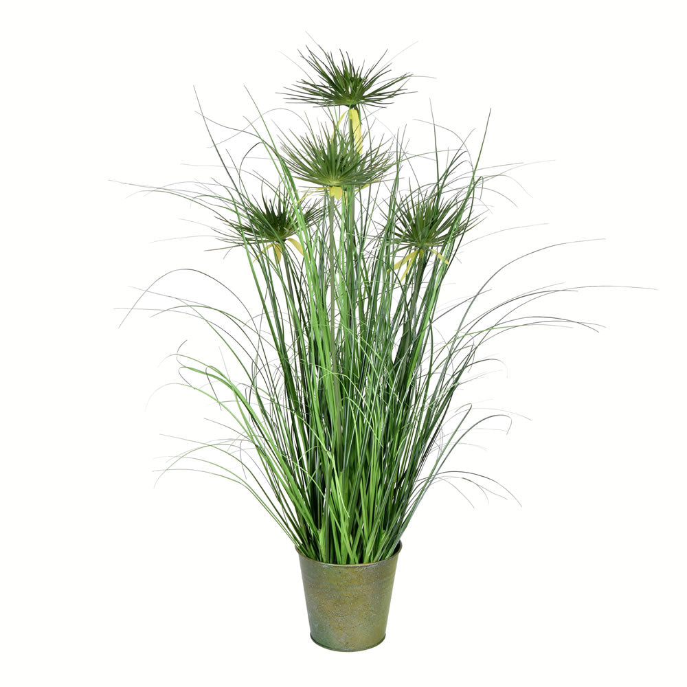 Vickerman 36” Green Cyperus Grass In Iron Pot - TD190236