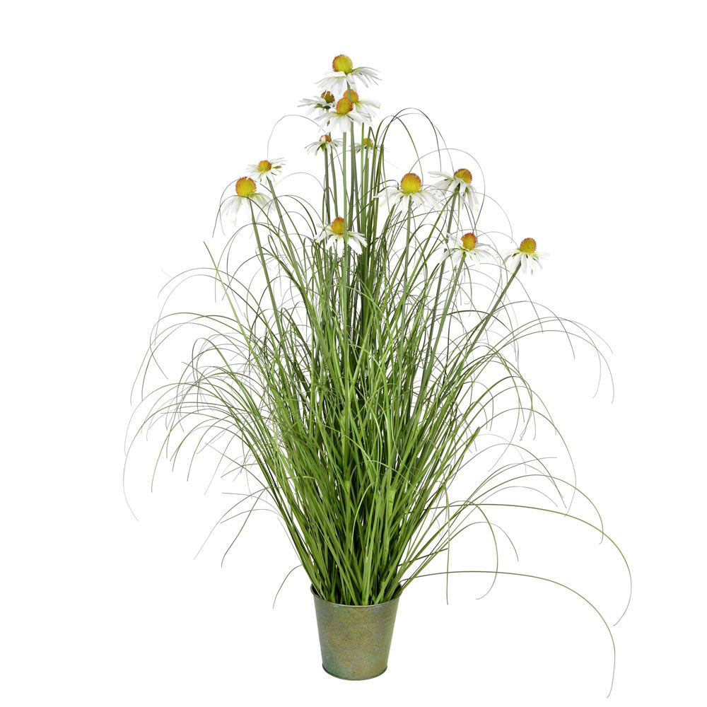 Vickerman 48” Green Daisy Grass In Iron Pot - TD190848