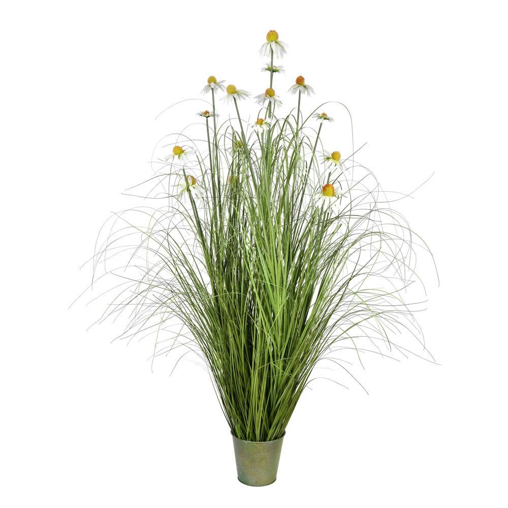 Vickerman 60” Green Daisy Grass In Iron Pot - TD190860