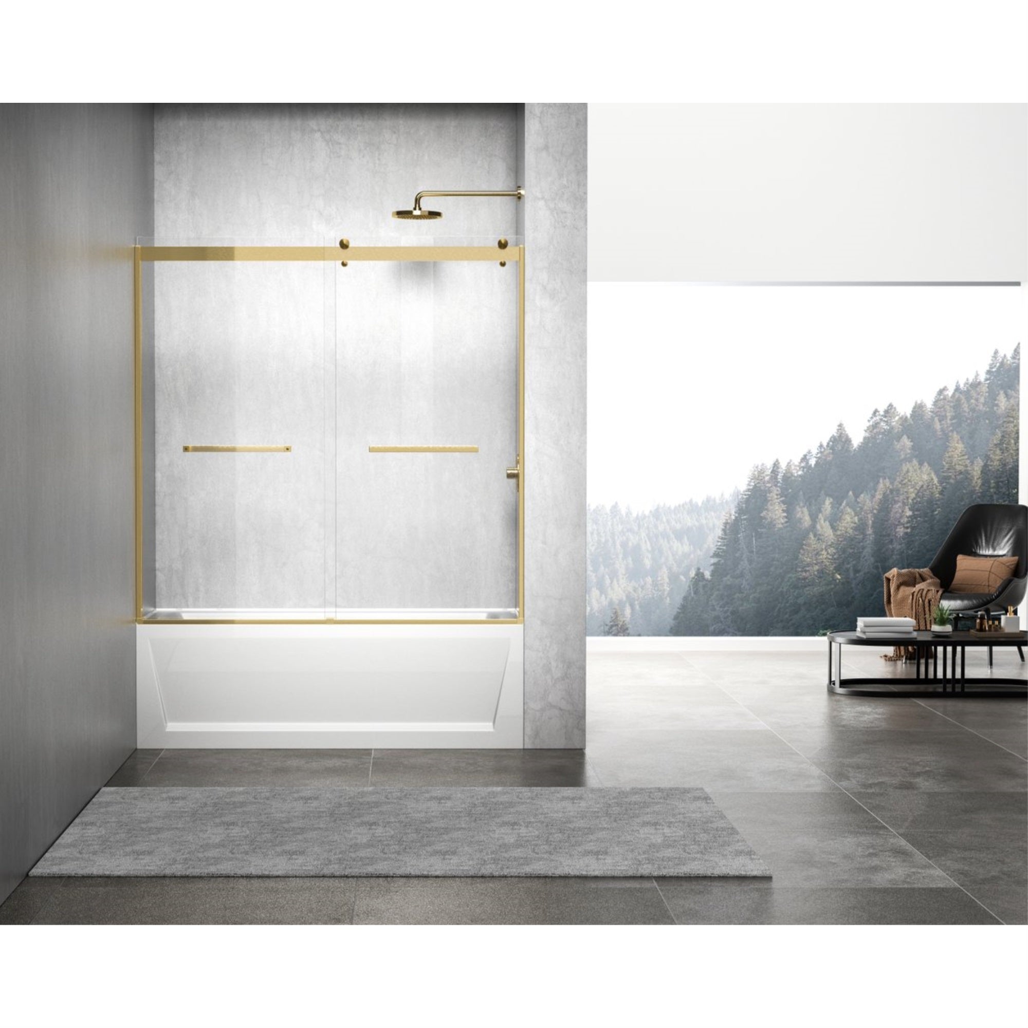 Frameless Tub Door 60 X 60 Brushed Gold