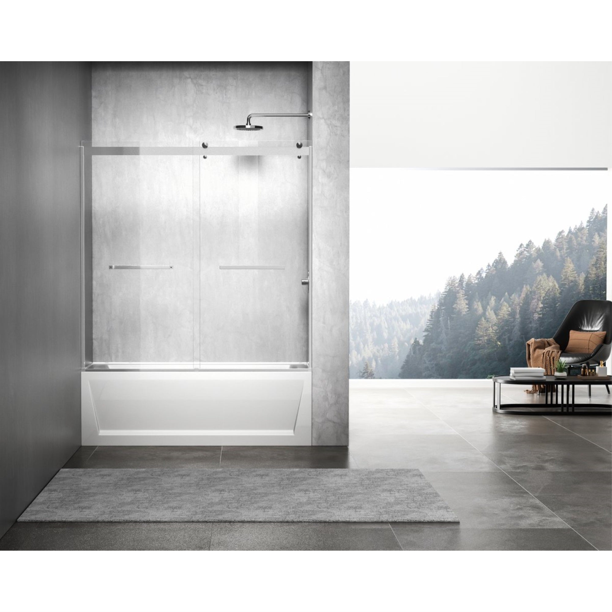 Frameless Tub Door 60 X 60 Brushed Nickel