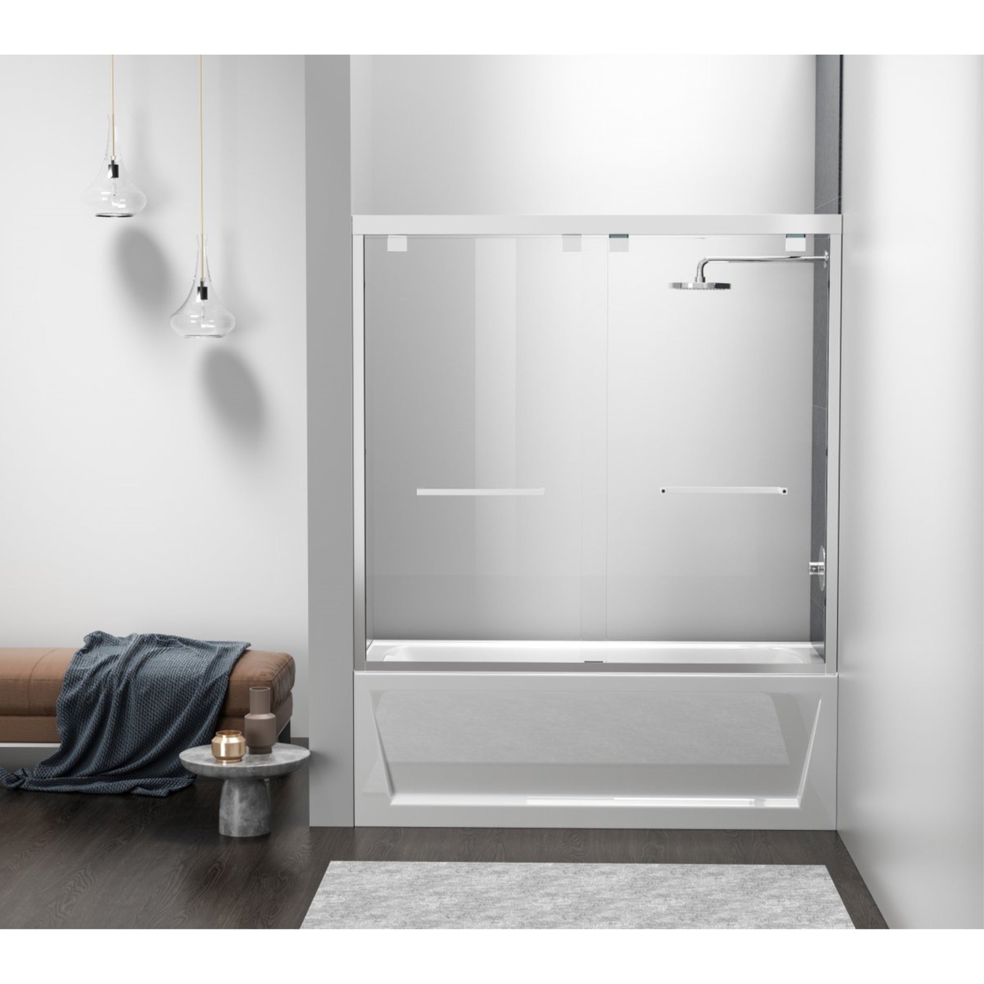 Semi-Frameless Tub Door 60 X 60 Polished Chrome