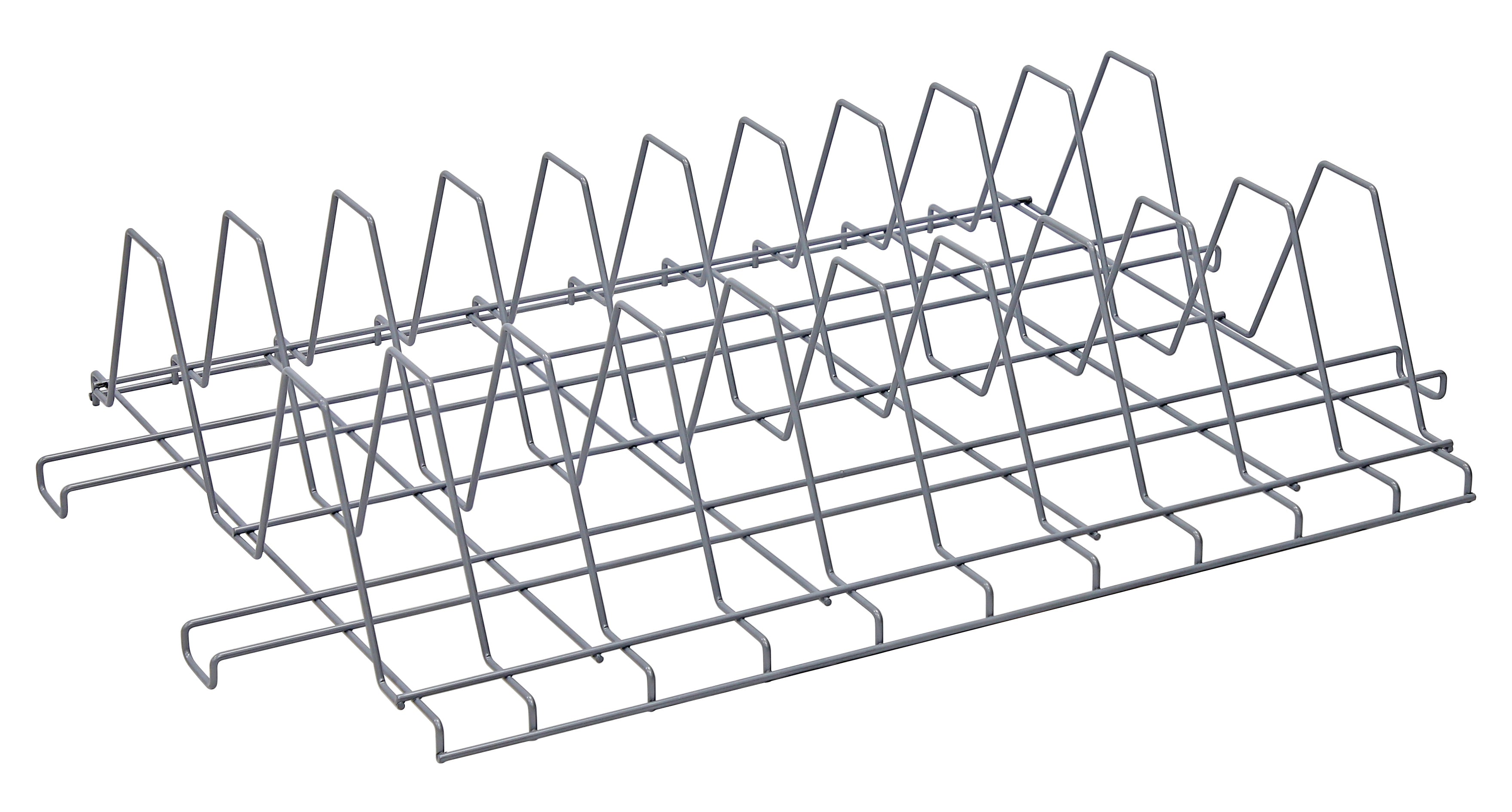 Pan Drying Rack, 36"W x 24"D, (8) pan capacity at 3" spacing, mounts on wire, polymer/wire and Millenia shelving, gray epoxy antimicrobial finish, NSF