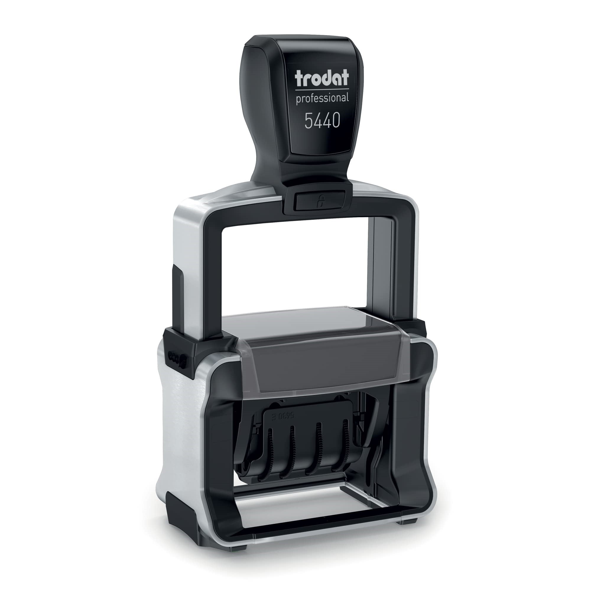 Trodat Professional Date Stamp 5440L - Self Inking with English Message Options - Red and Blue Impression