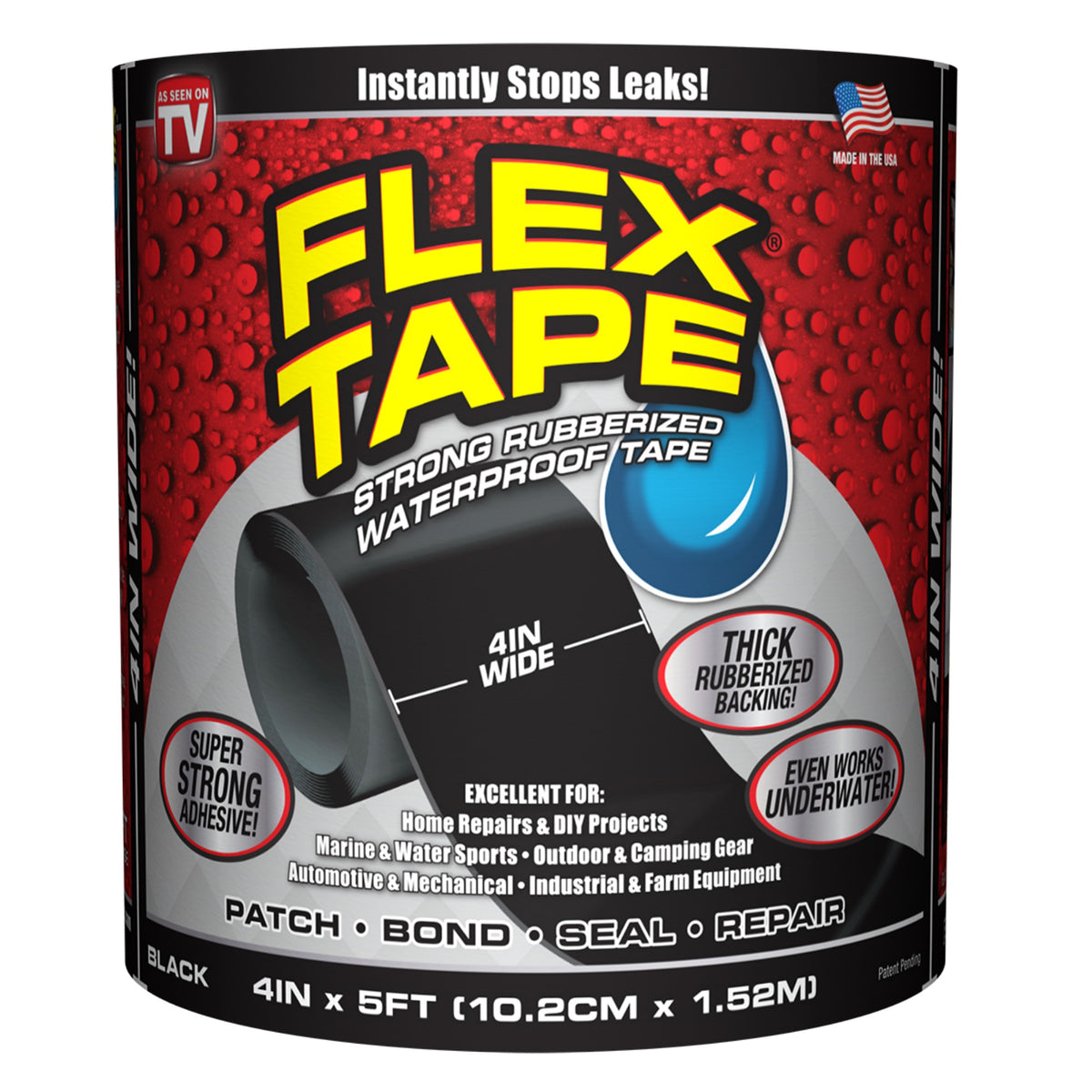 Waterproof Tape 4In X 5Ft Black
