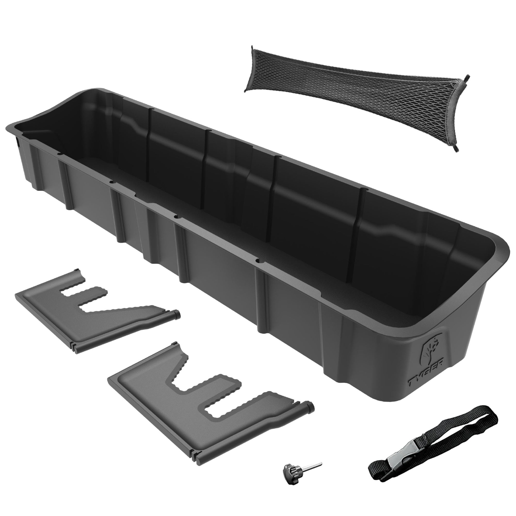 Tyger Auto Rear Underseat Storage Box TG-CB5F2228 Compatible with 2015-2024 Ford F-150; 2017-2023 F-250/F-350/F-450/F-550 Super Duty | Crew Cab | Black Organizer