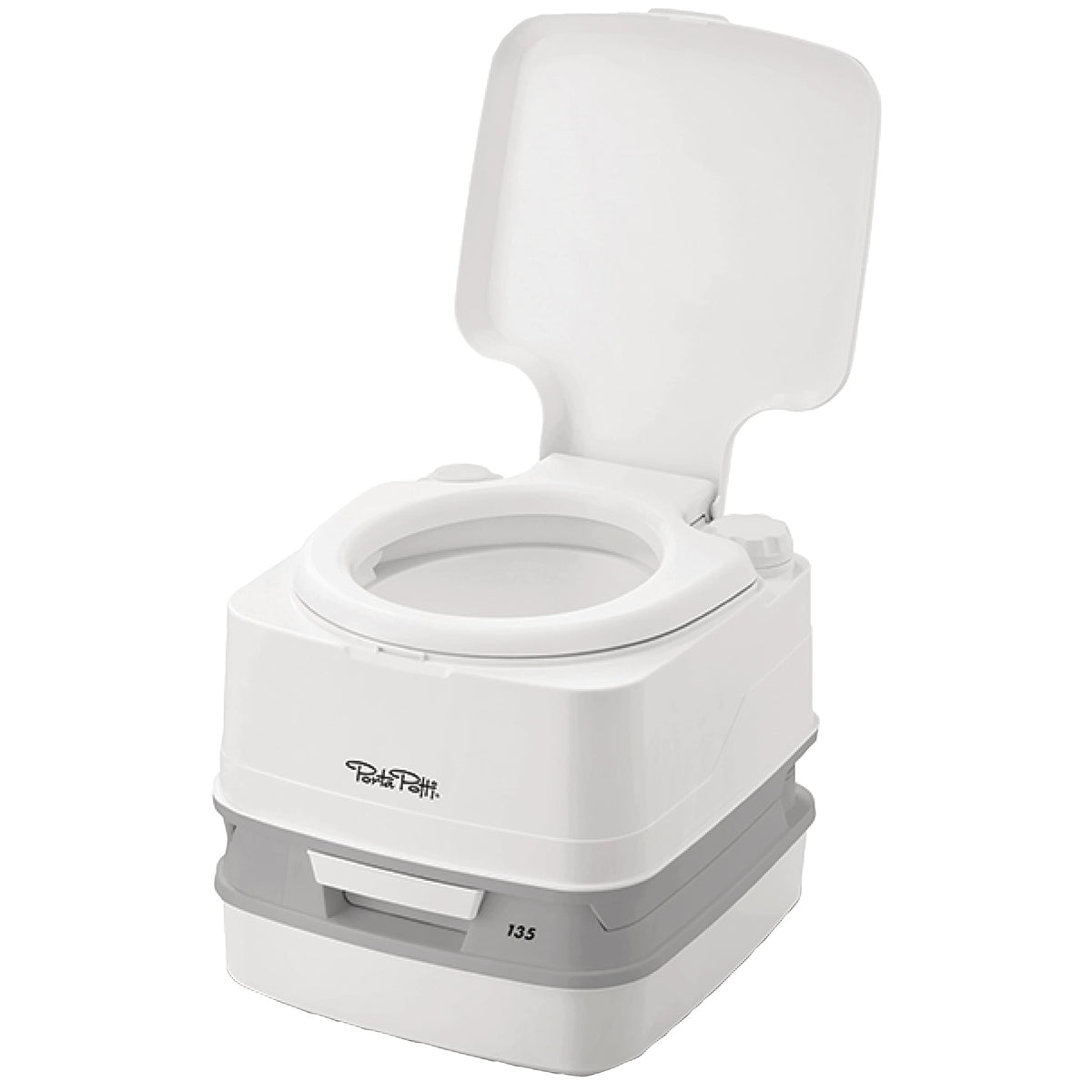 Porta Potti 135 White/Gray Plastic Portable Toilet  2.6 Gallons