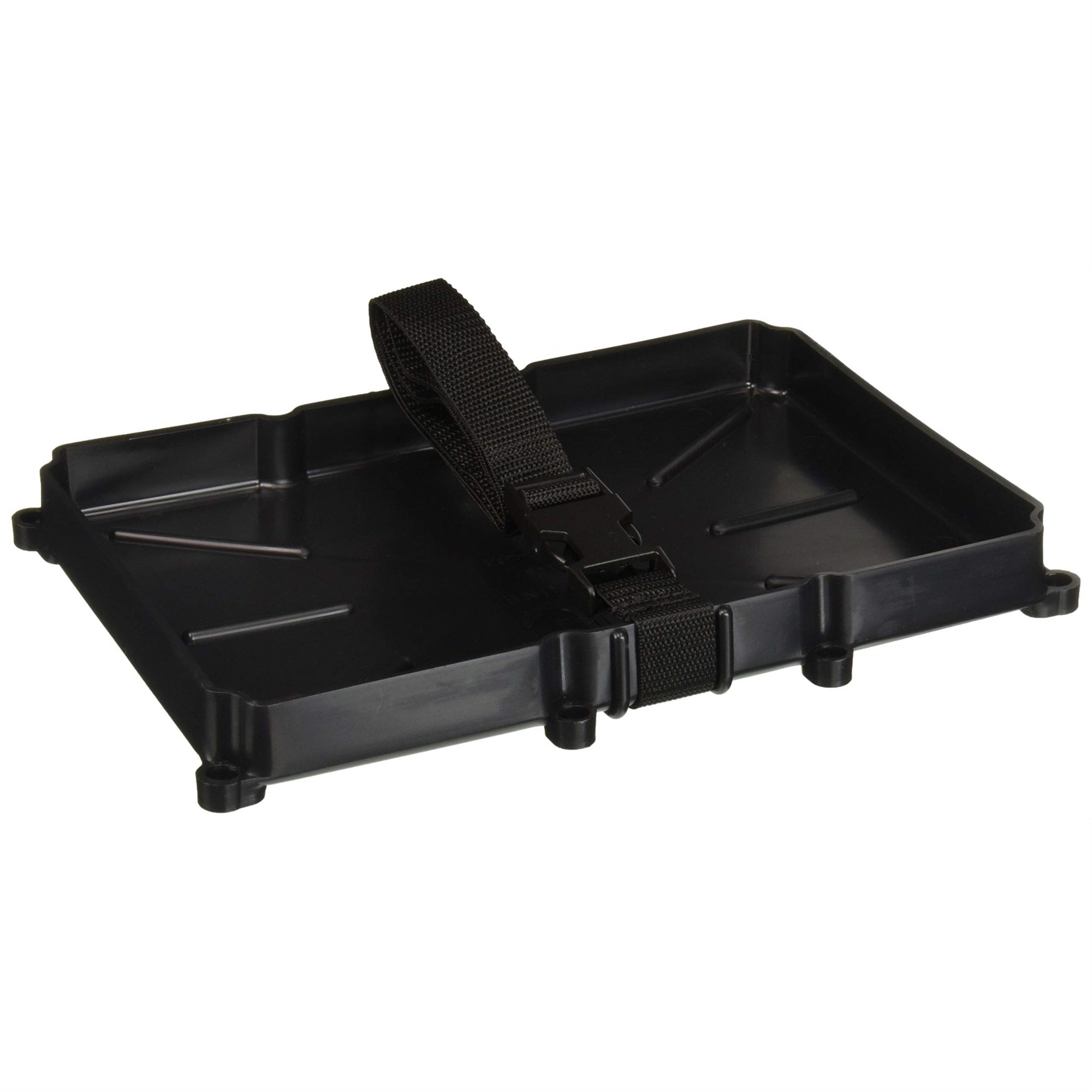 T-H Marine Narrow Battery Tray Holder With Durable Poly Strap - Narrow Space Saving Design And Recessed Mounting Wells Fit Group 24 Batteries - Boat And Rv