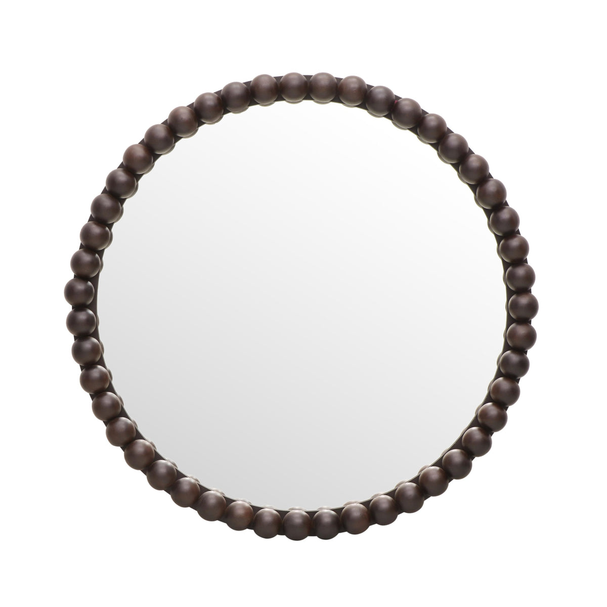 Baria Walnut Finish Round Wall Mirror