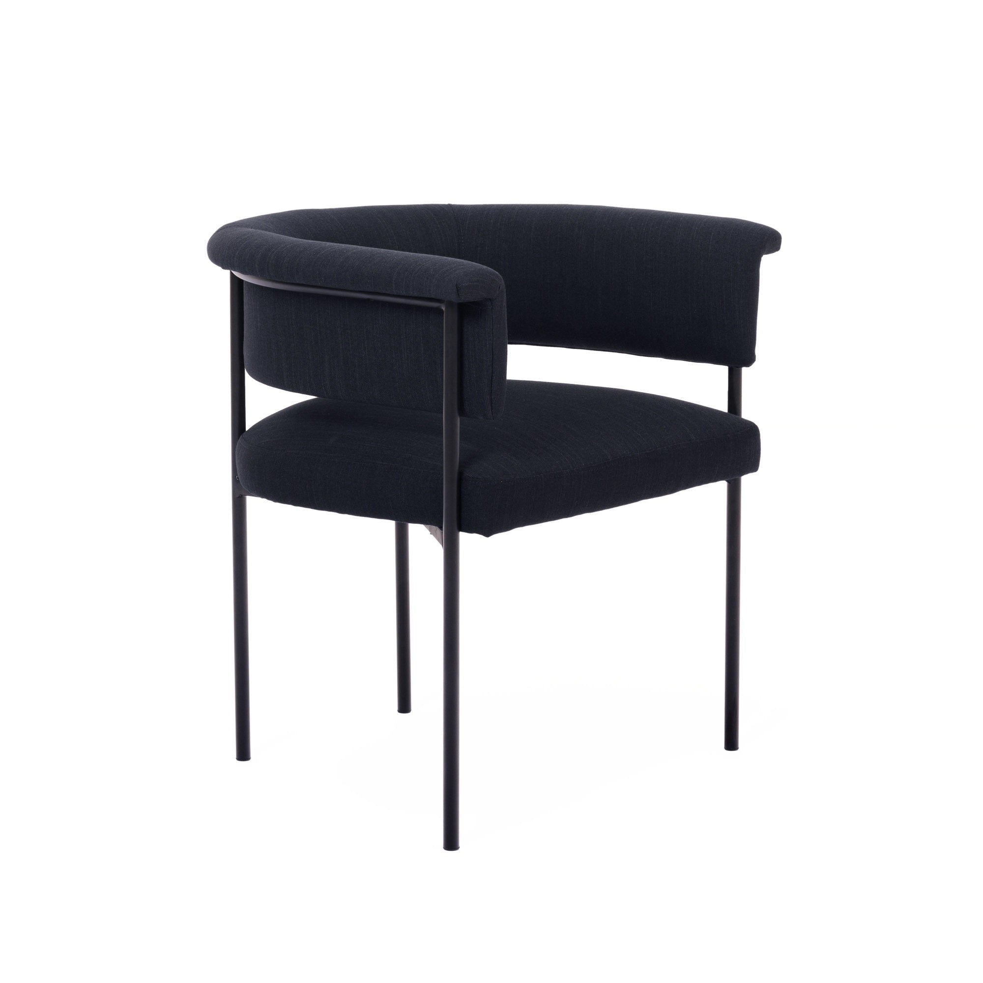 Black Performance Linen Dining Chair