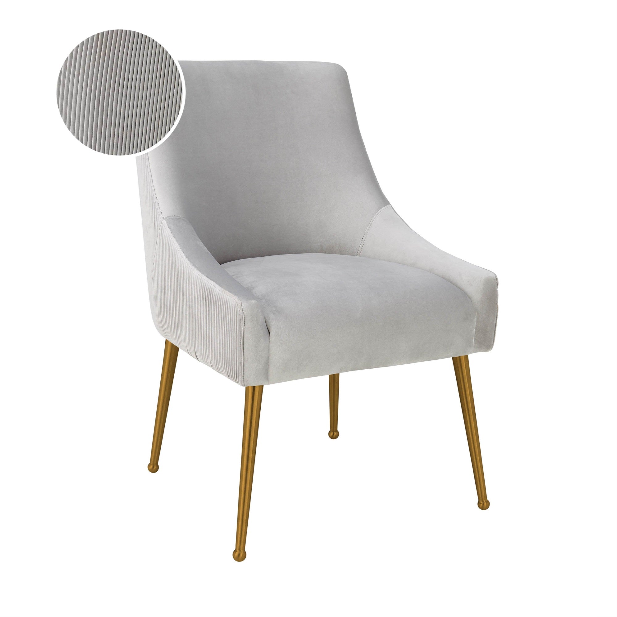Beatrix Pleated Light Grey Velvet Side Chair