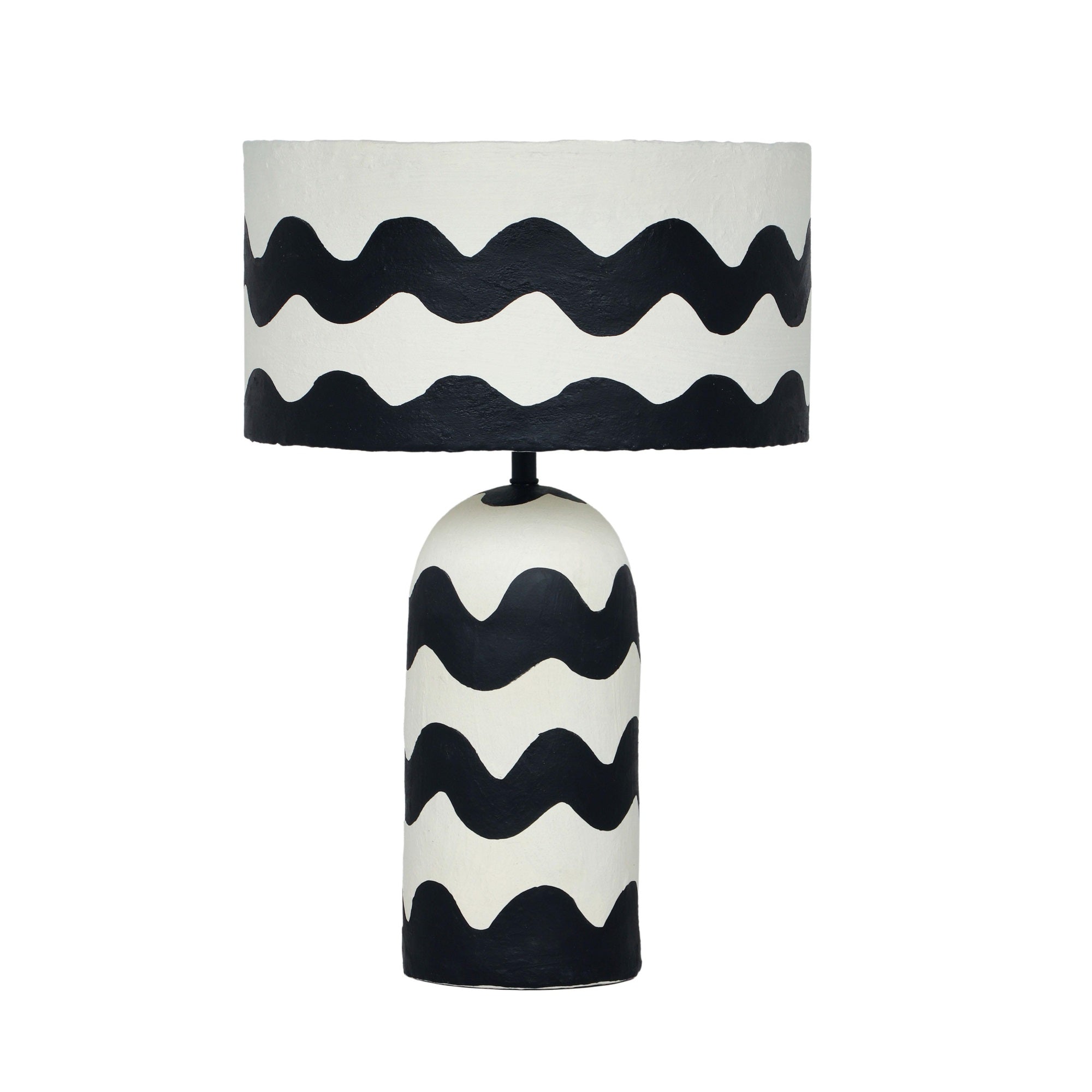 Tropea Black Waves Papier Mache Table Lamp
