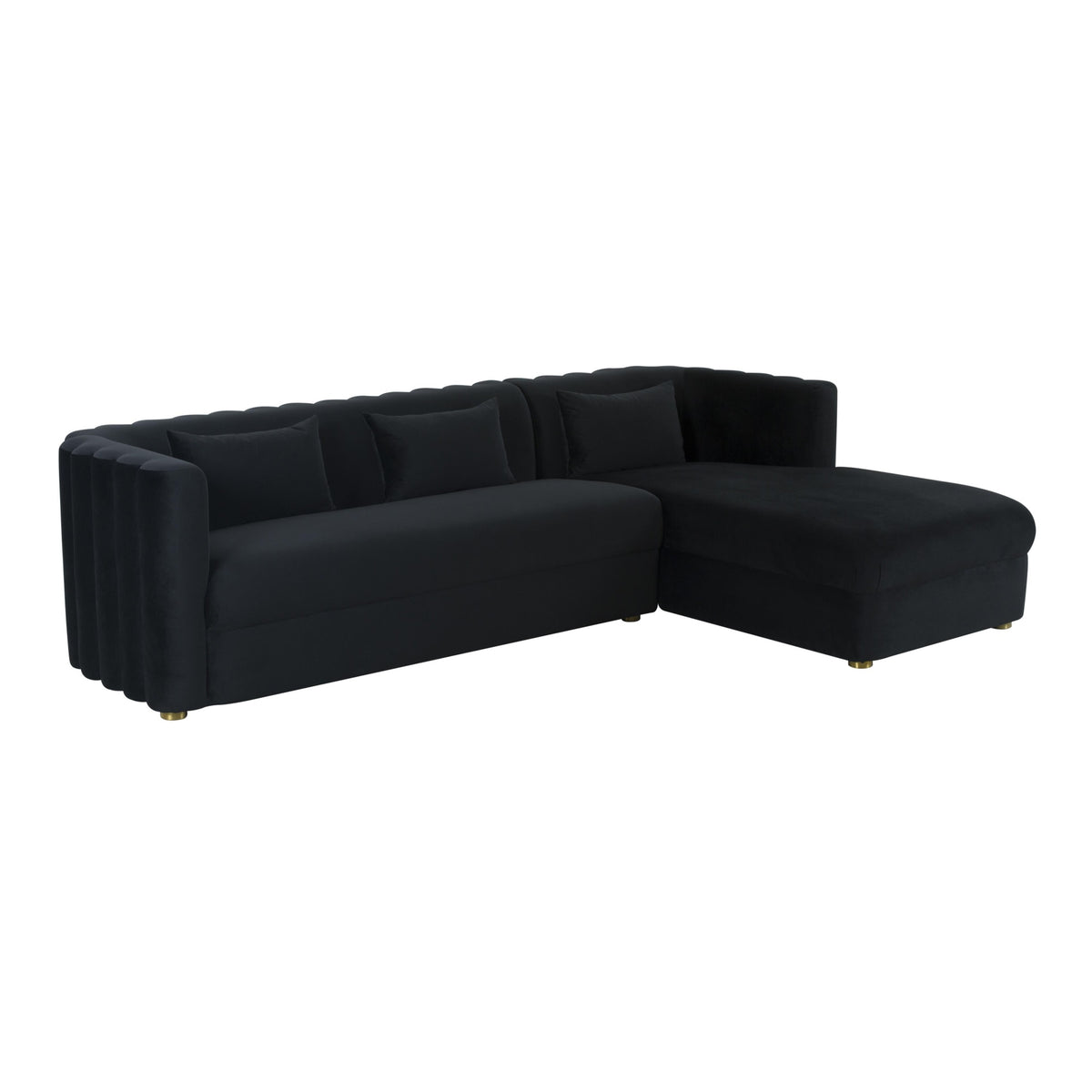 Callie Black Velvet Sectional - Raf