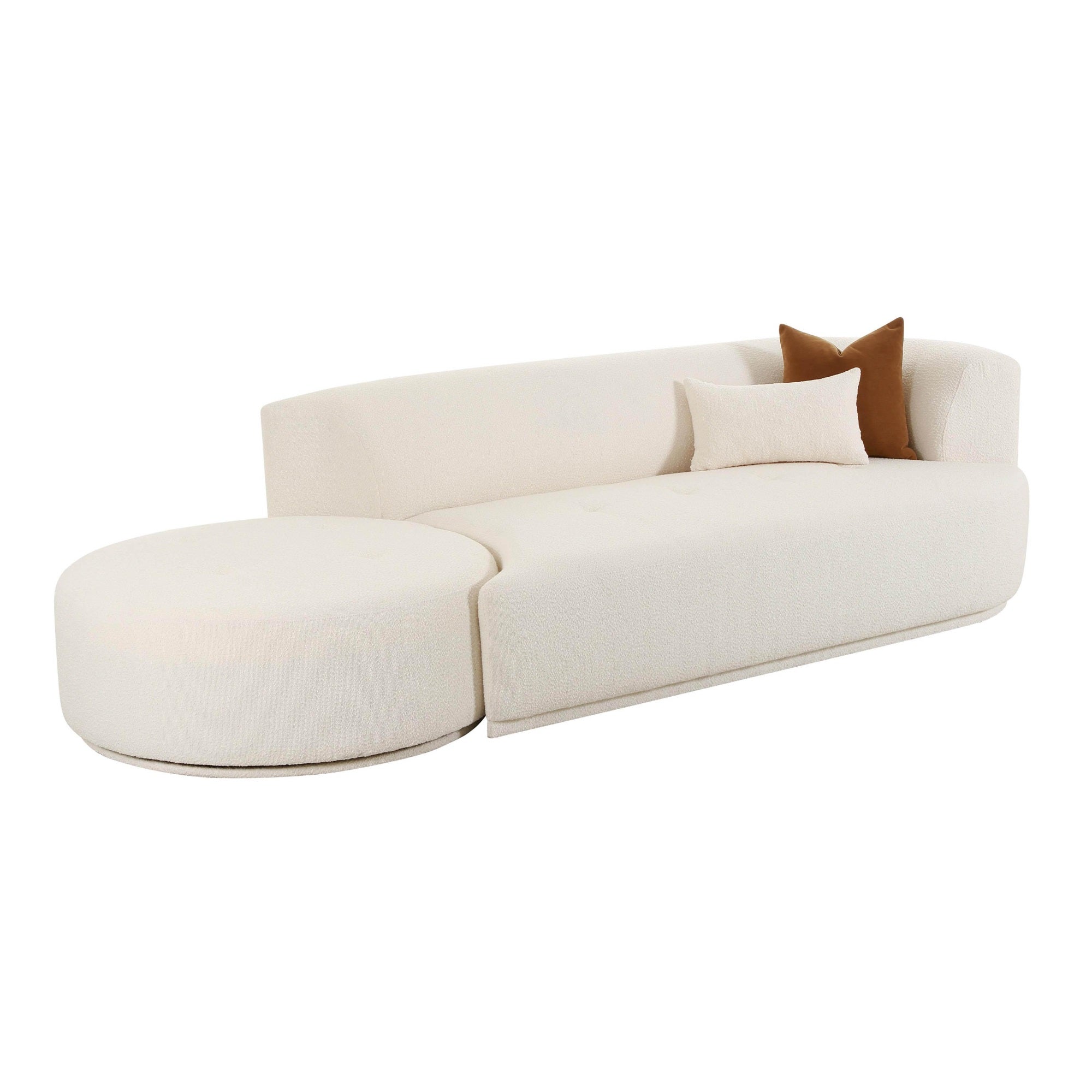 Fickle Cream Boucle 2-Piece Chaise Modular Raf Sofa