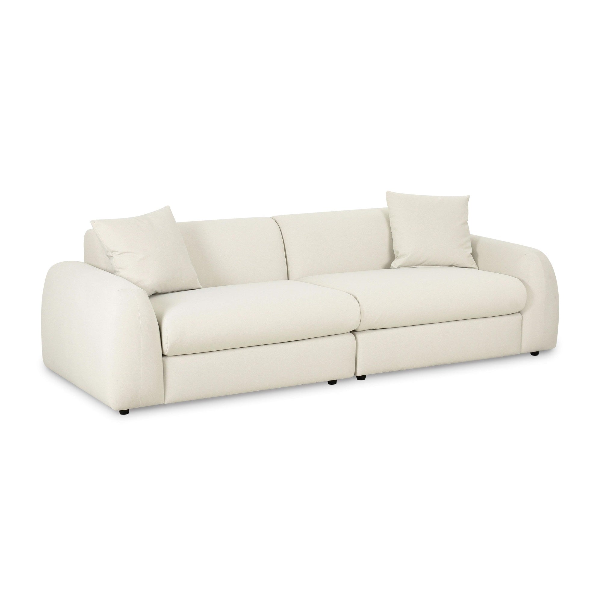 Kourtney Cream Faux Mohair 100″ Sofa